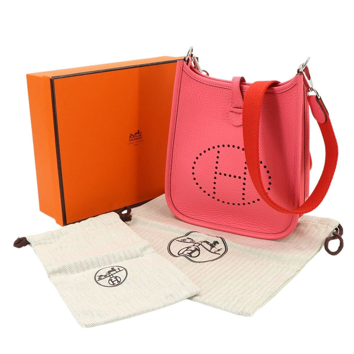 Hermes Rose Azalee Taurillon Clemence Leather Shoulder Bag (Pre-Owned)