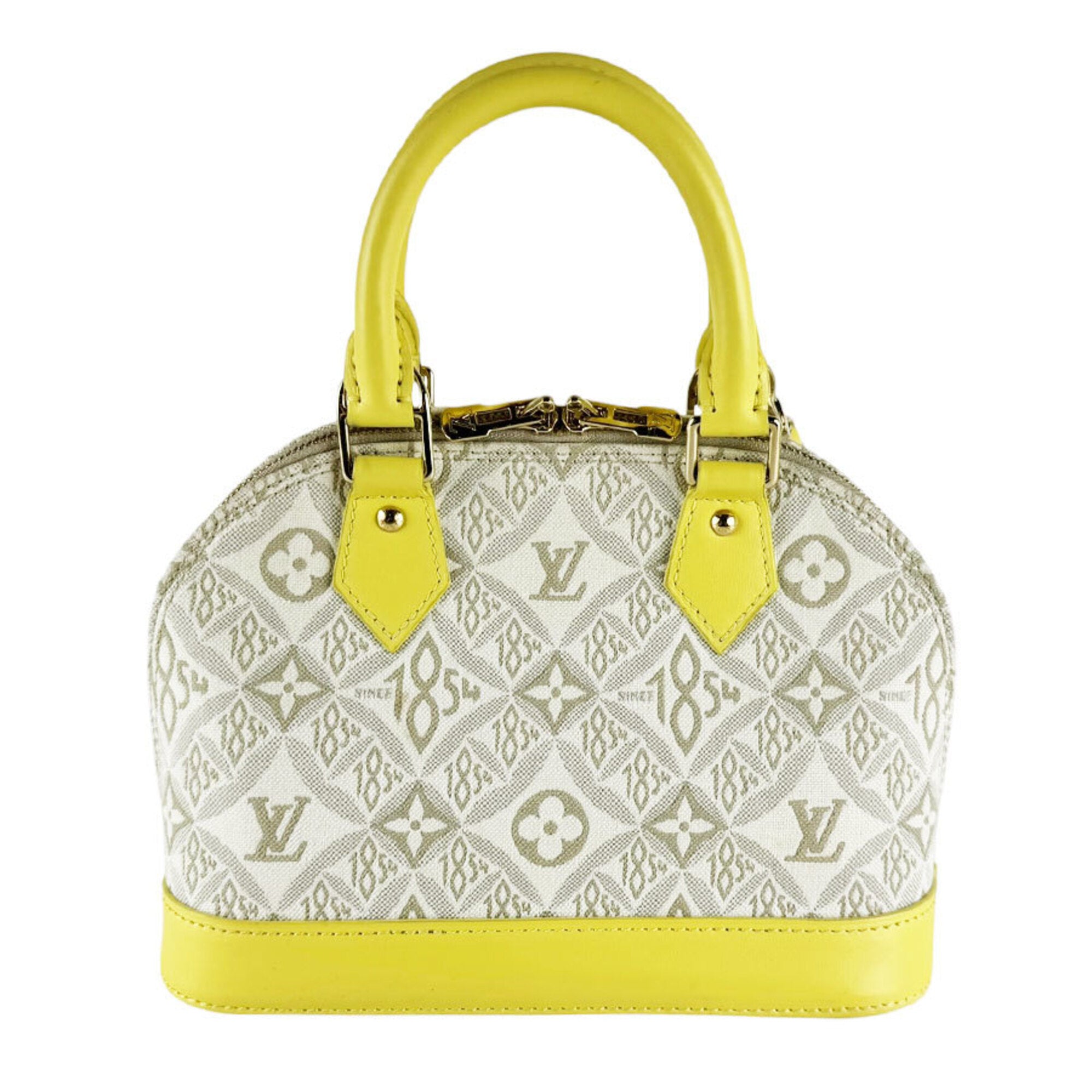 Louis Vuitton Grayish Yellow Canvas Leather Handbag Shoulder Bag (Pre-Owned)