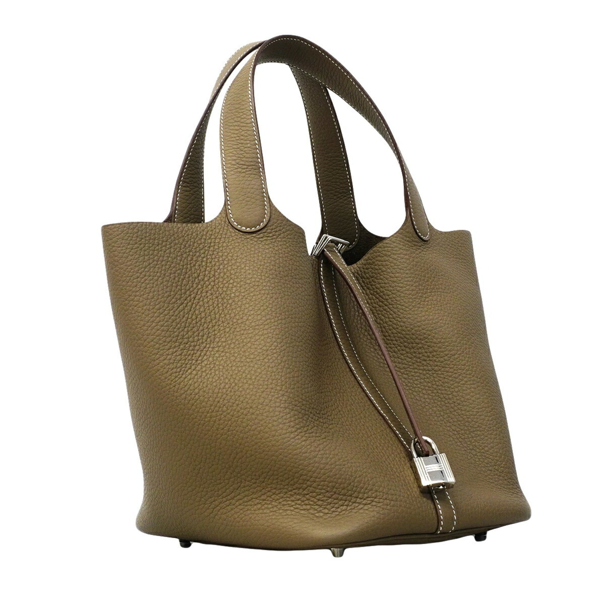 Hermes Etoupe Gray Taurillon Clemence Leather Handbag (Pre-Owned)