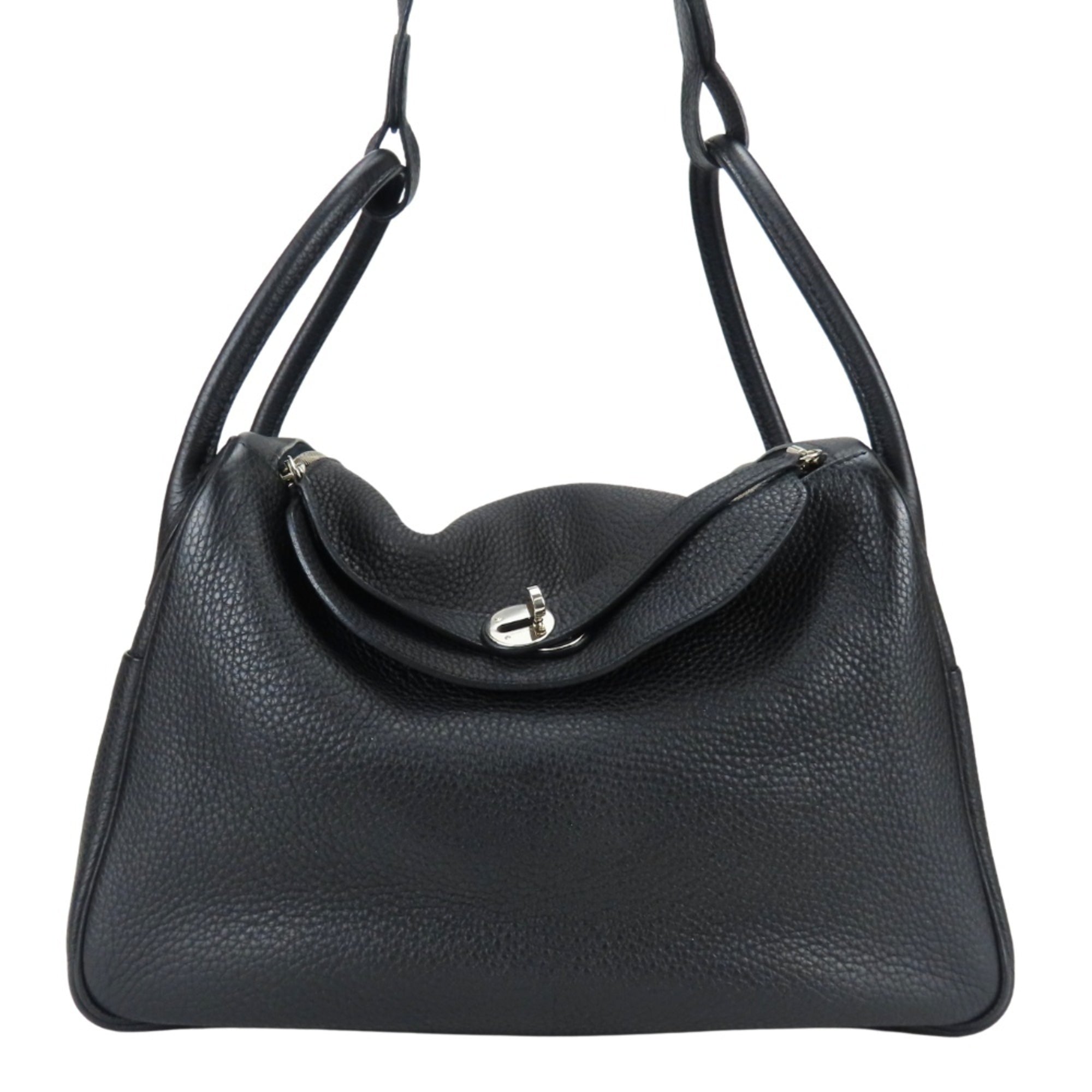 Hermes Lindy Black Taurillon Clemence Leather Handbag (Pre-Owned)