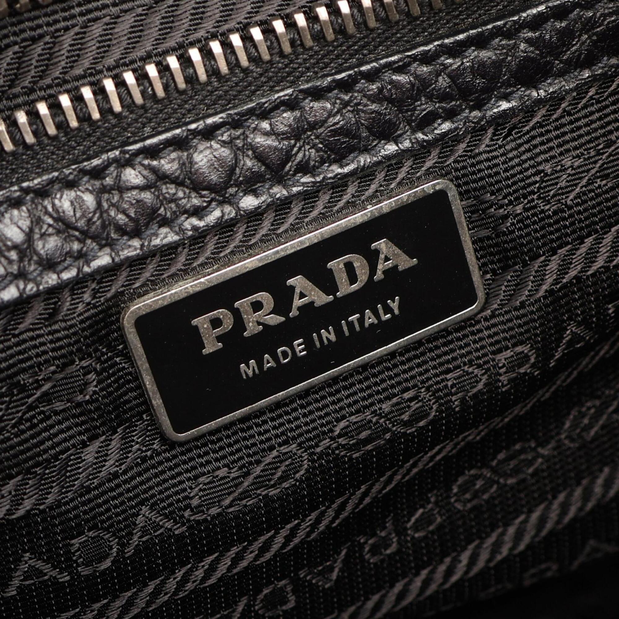 Prada Black Nylon Leather Handbag Shoulder Bag (Pre-Owned)
