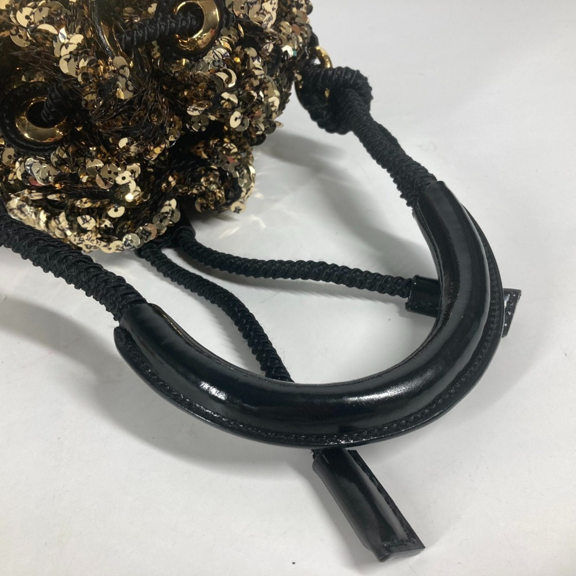 Louis Vuitton Black Gold Spangles Leather Handbag Shoulder Bag (Pre-Owned)