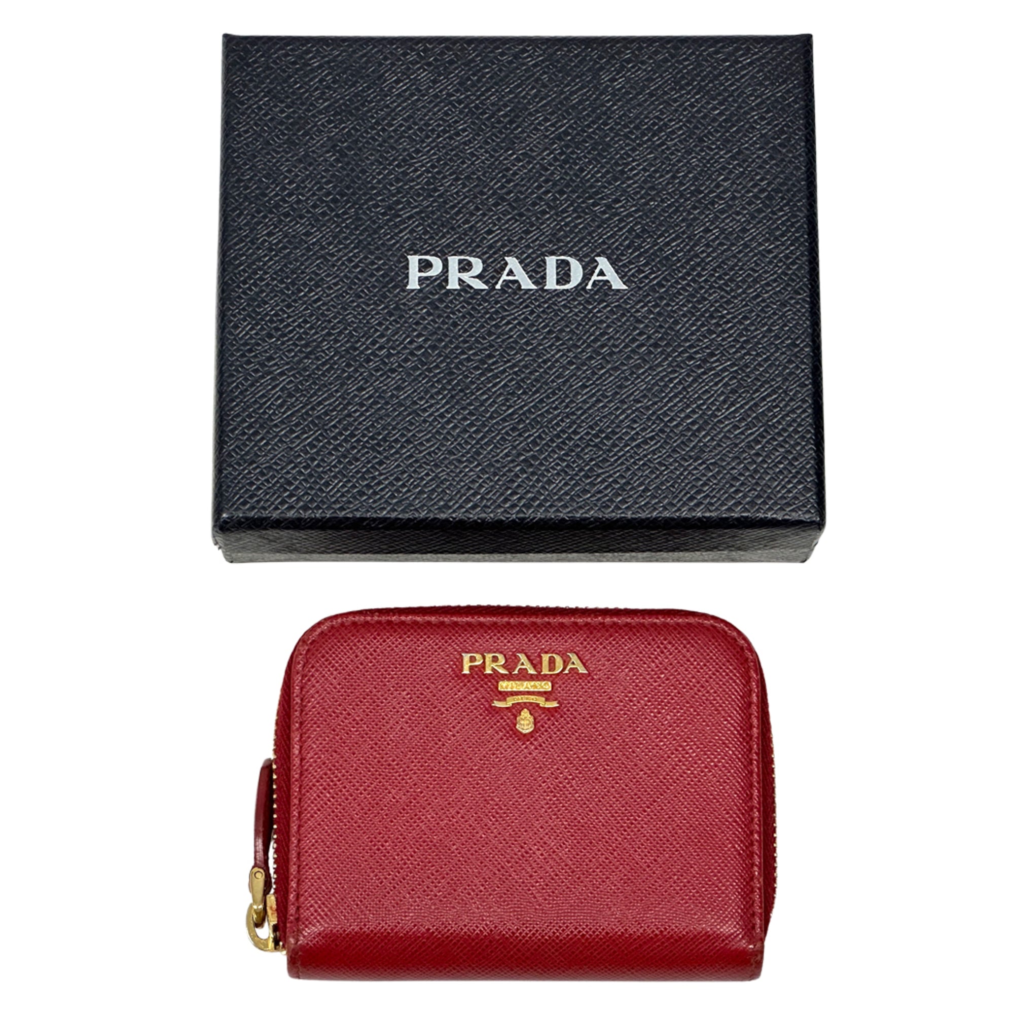 Prada Red Color Saffiano Coin Purse/Coin Case (Pre-Owned)