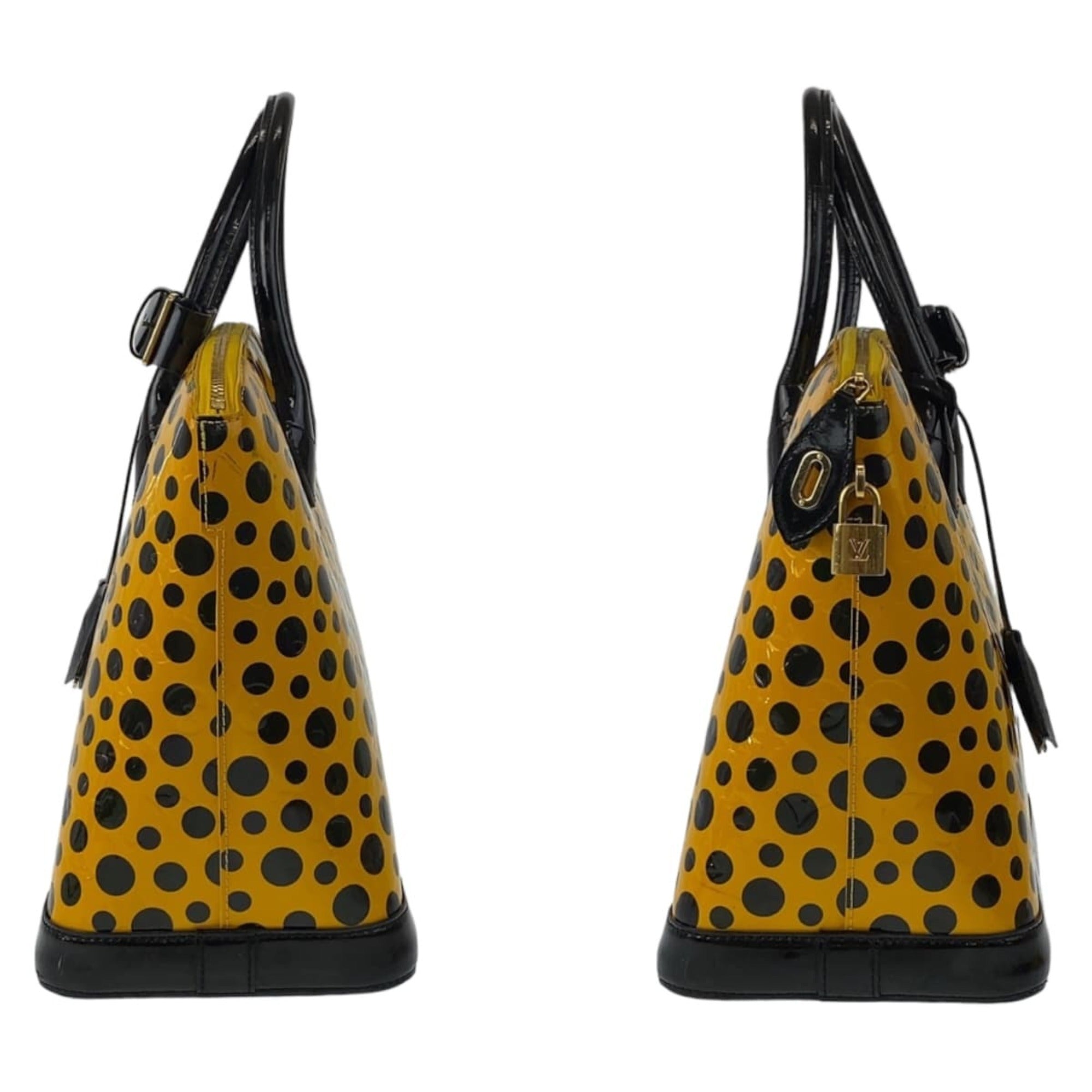 Louis Vuitton Black Yellow Patent Leather Handbag Tote Bag (Pre-Owned)