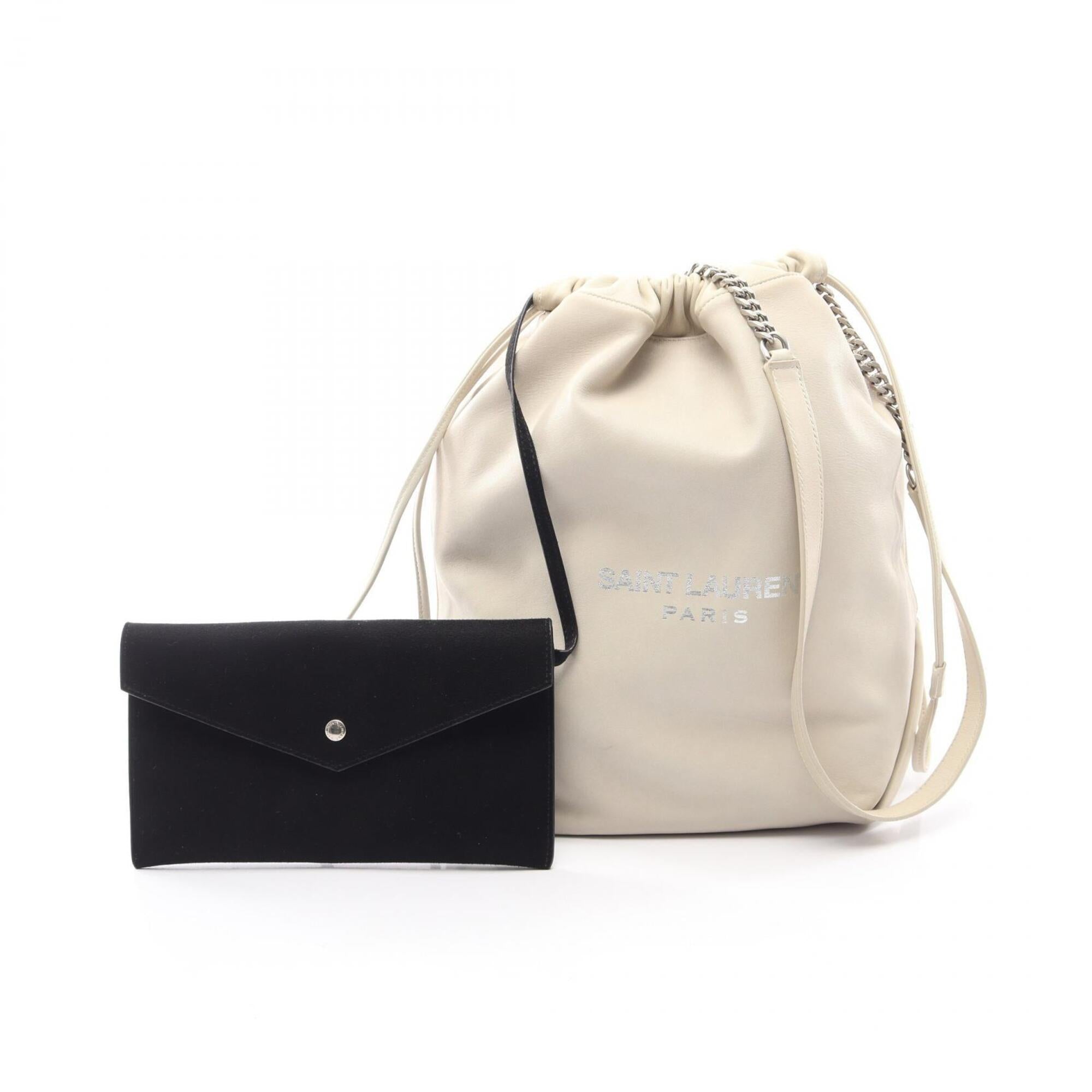 Saint Laurent Ivory Leather Handbag Pouch Shoulder Bag (Pre-Owned)