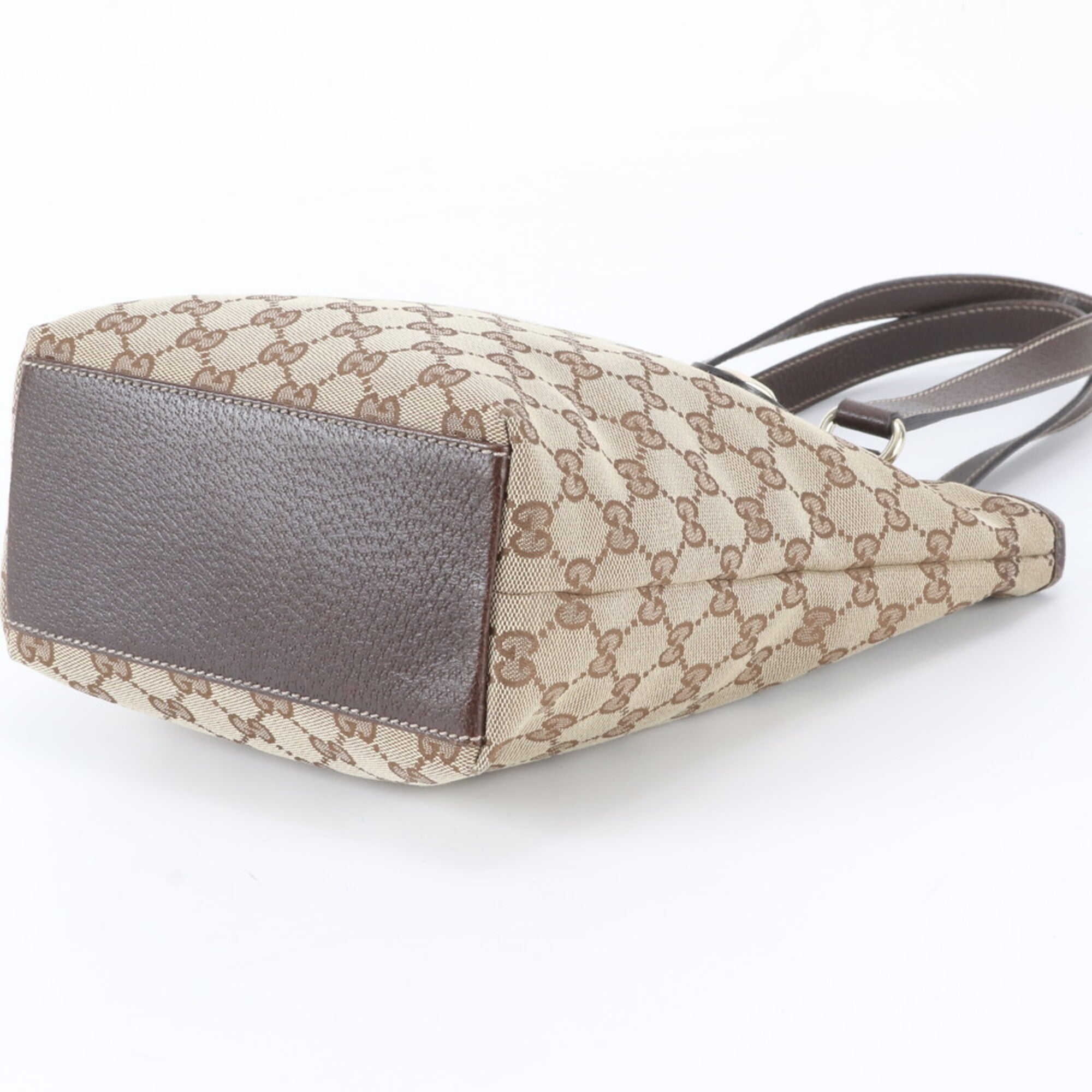 Gucci Brown Leather Canvas Handbag (Pre-Owned)