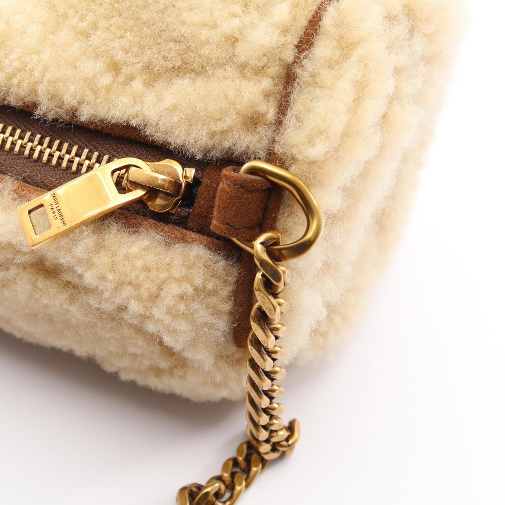 Yves Saint Laurent Beige Brown Suede Leather Handbag Shoulder Bag (Pre-Owned)