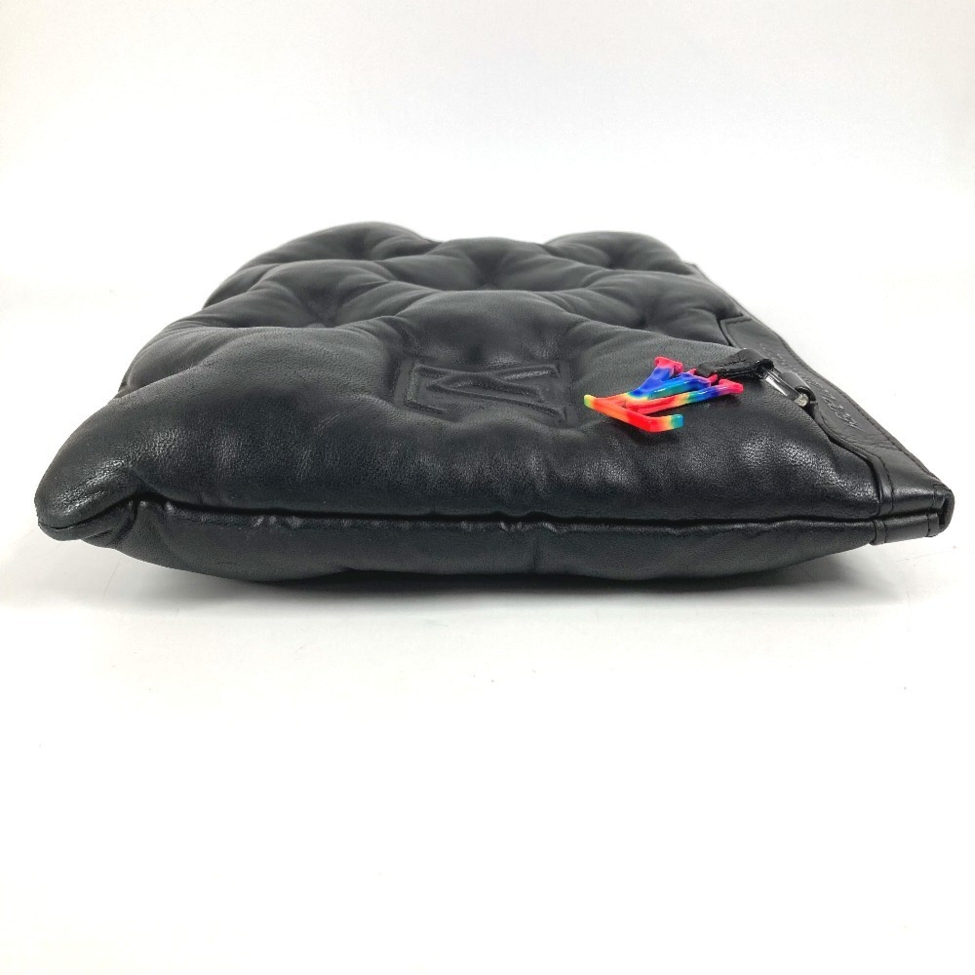 Louis Vuitton Black Noir Leather Clutch Bag Pochette Pouch (Pre-Owned)