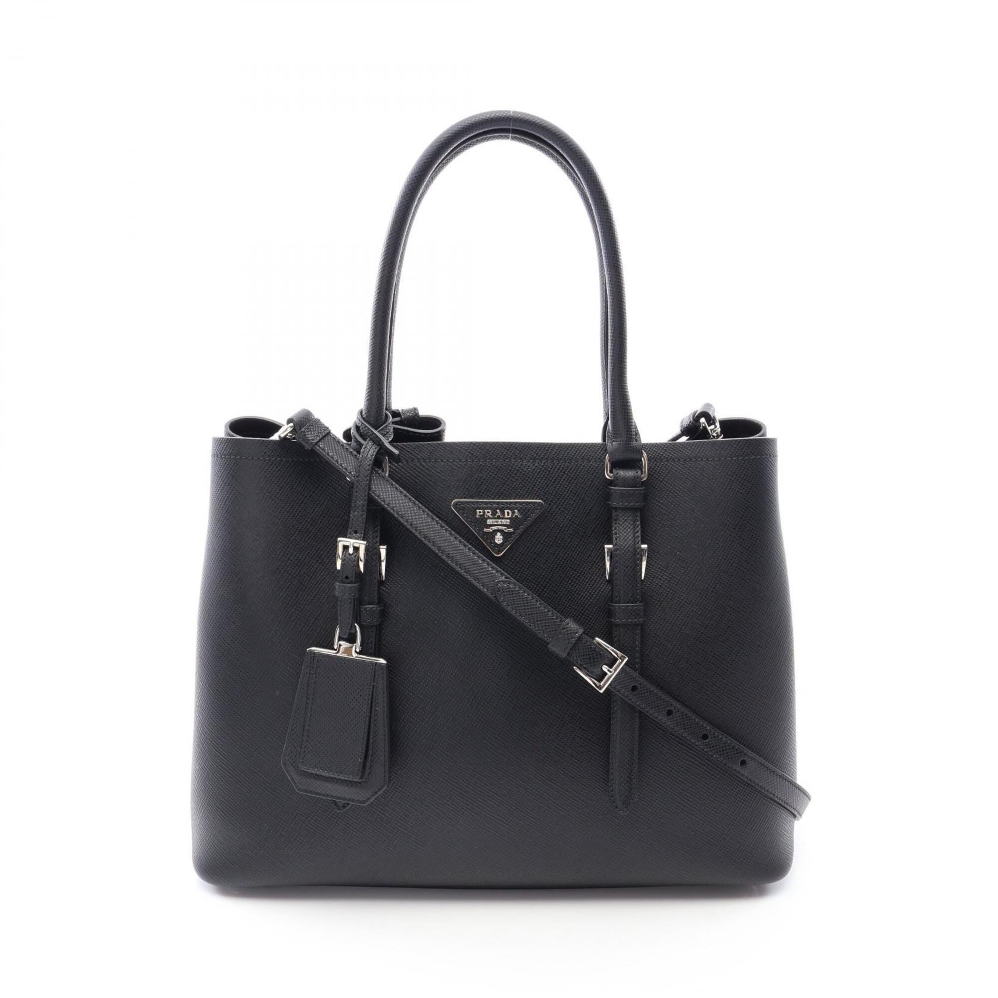 Prada Black Saffiano Triangle Handbag Tote Bag (Pre-Owned)