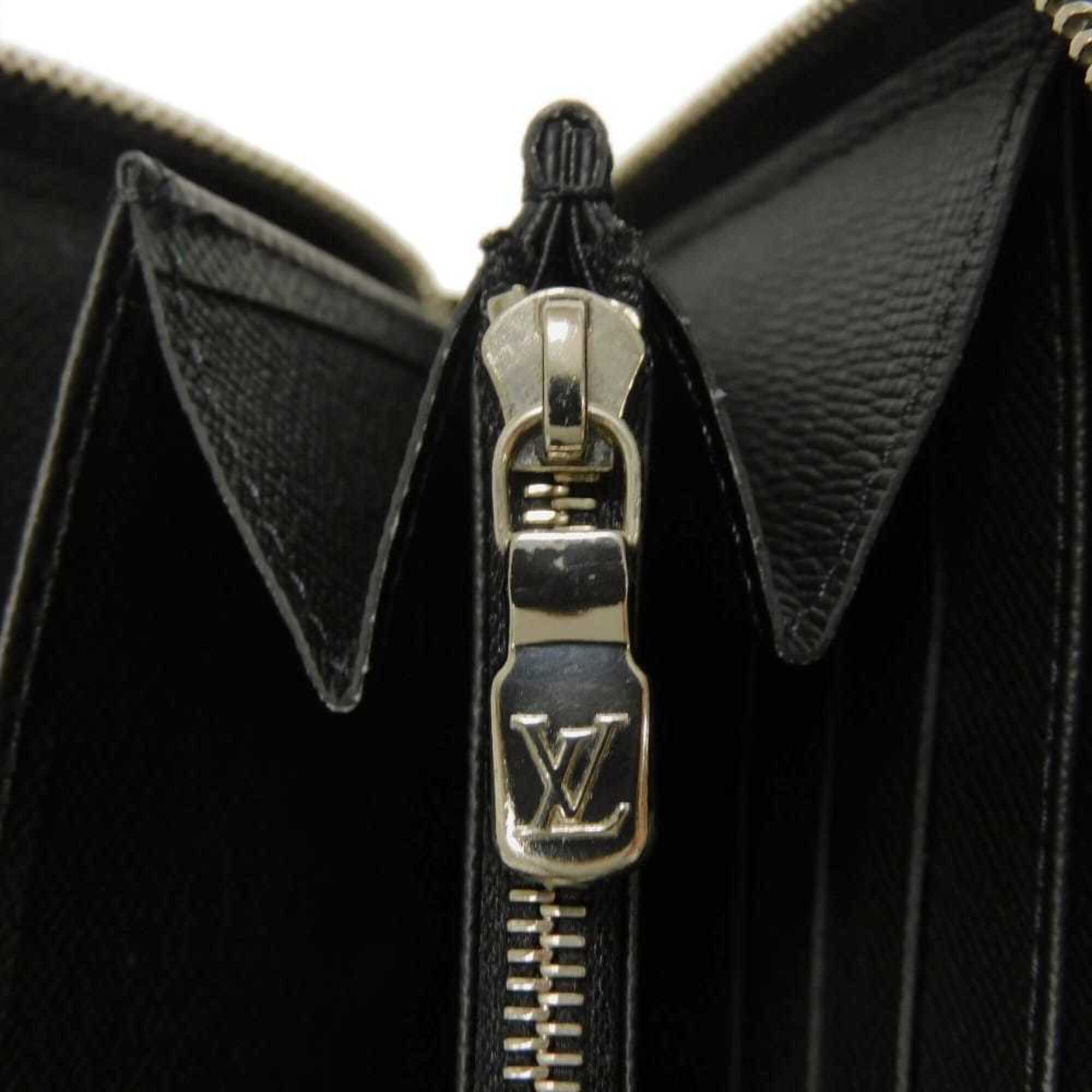 Louis Vuitton Taiga Black Noir Taiga Leather Leather Long Wallet (Bi-Fold) (Pre-Owned)