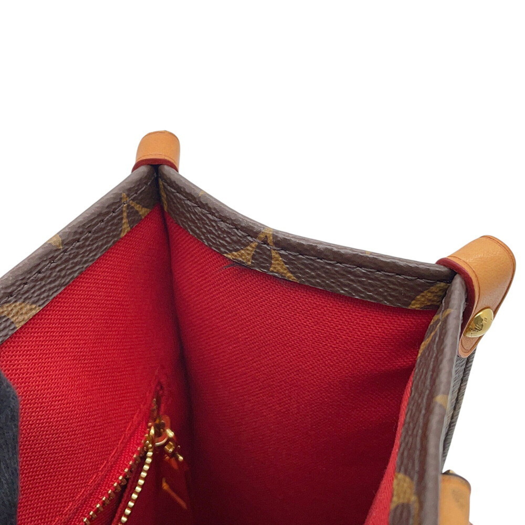 Louis Vuitton Brown Red Color Monogram Canvas Handbag Shoulder Bag (Pre-Owned)