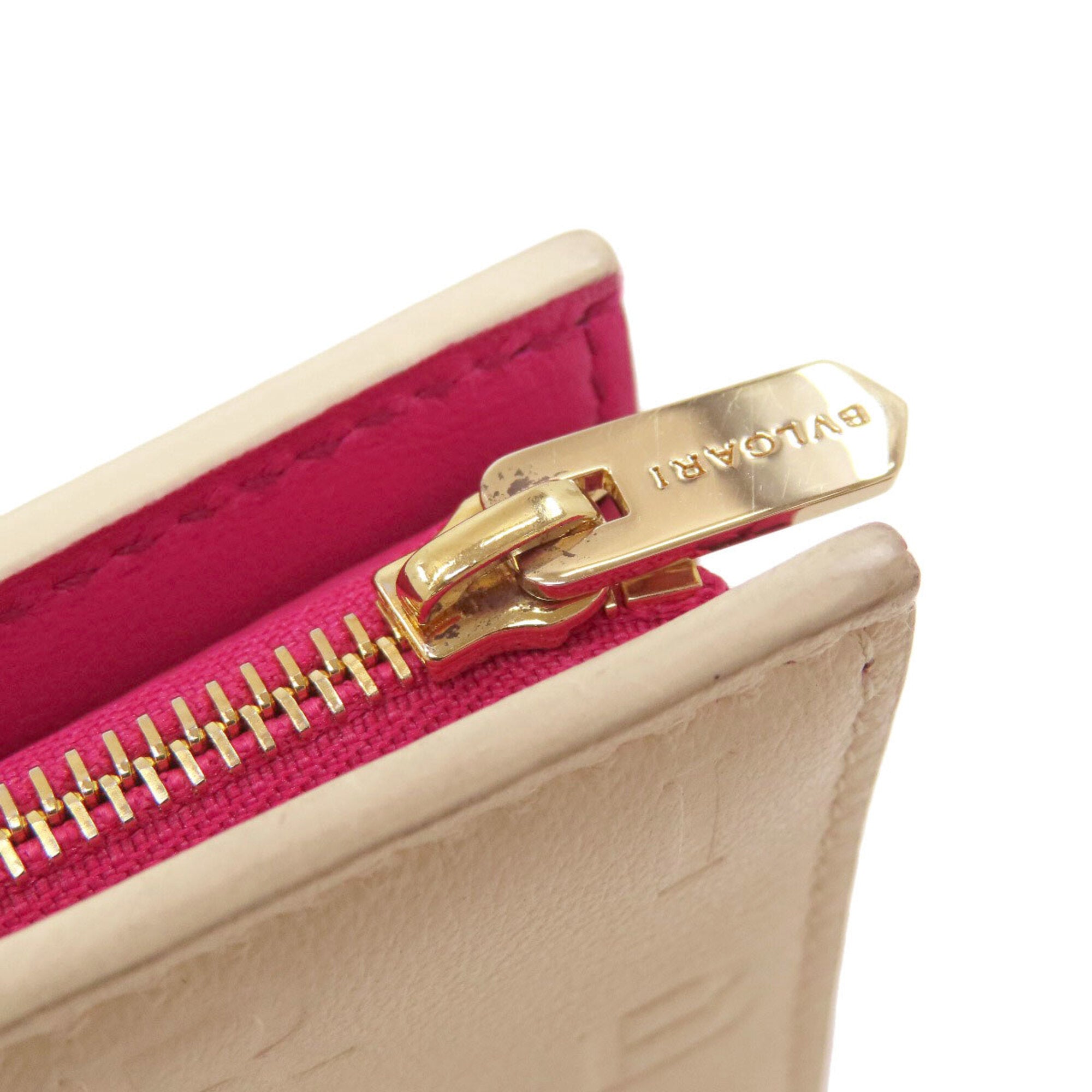 Bvlgari Logomania Beige Leather Wallet (Bi-Fold) (Pre-Owned)