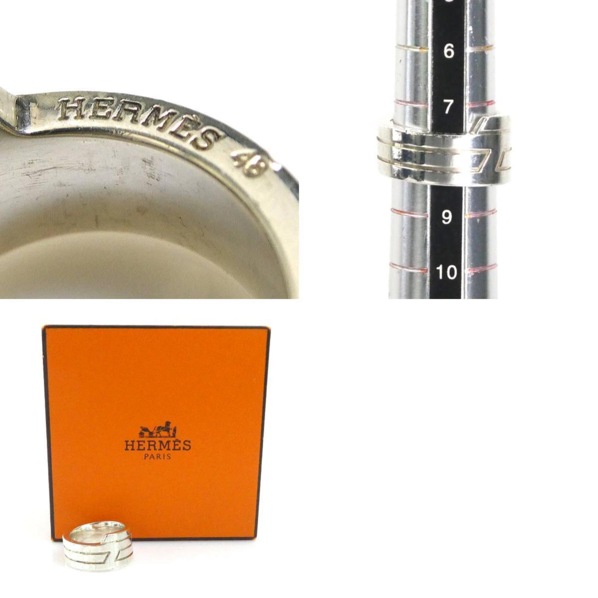 Hermes Silver 925 Band Ring (Pre-Owned)