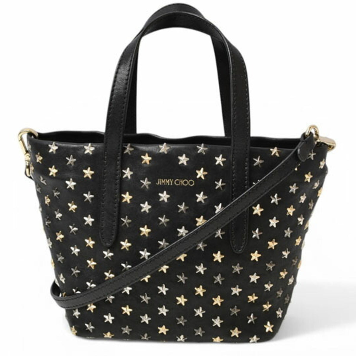 Jimmy Choo Black Leather Handbag Shoulder Bag (Pre-Owned)
