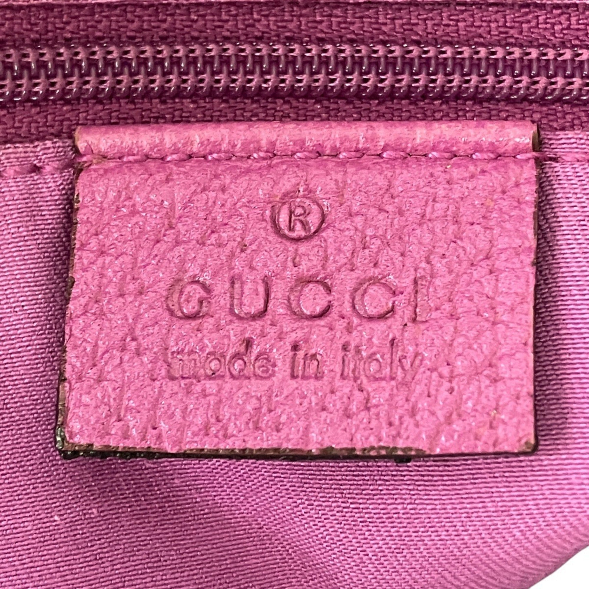 Gucci Gg Canvas Beige Pink Gg Canvas Leather Handbag (Pre-Owned)