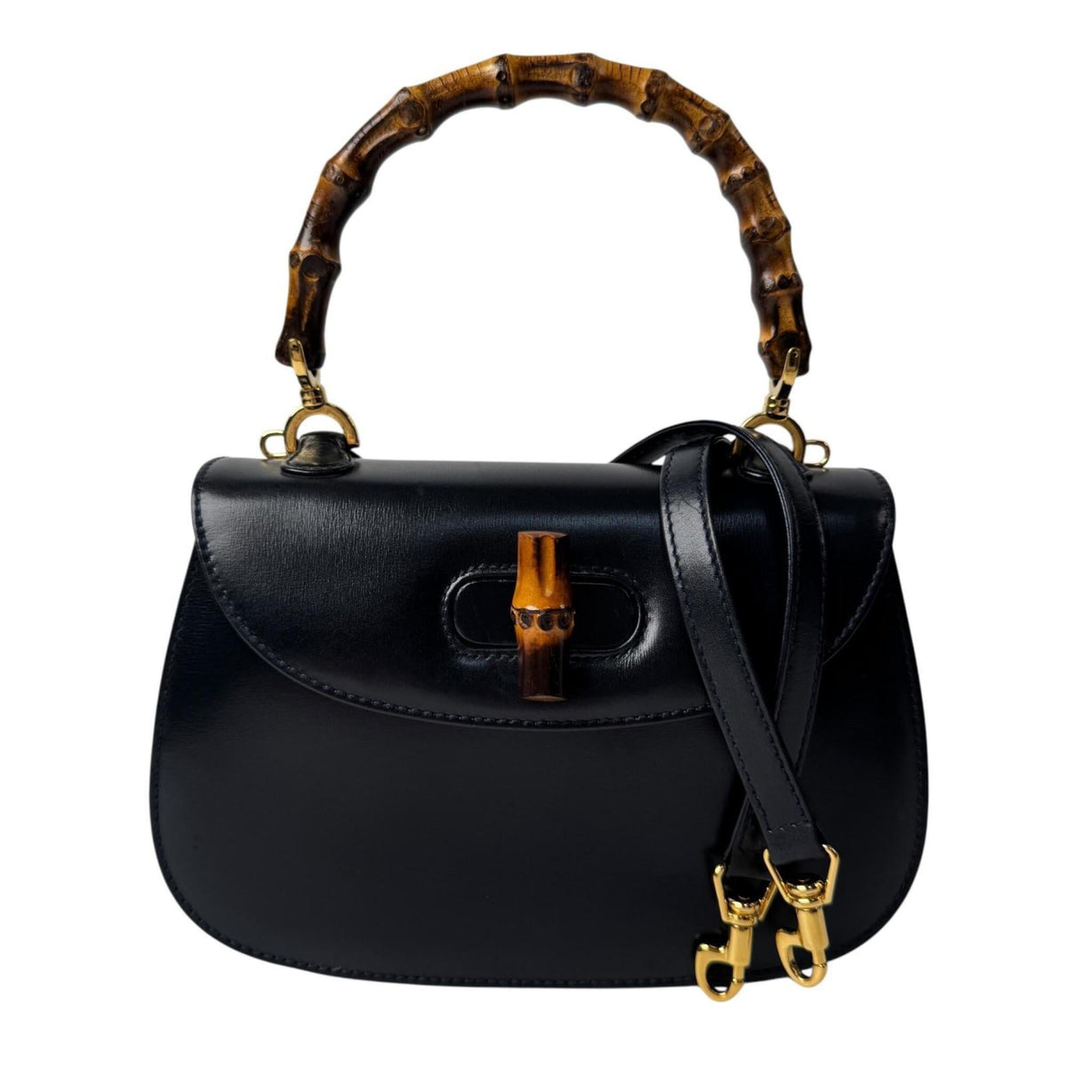 Gucci Black Leather Handbag Shoulder Bag (Pre-Owned)
