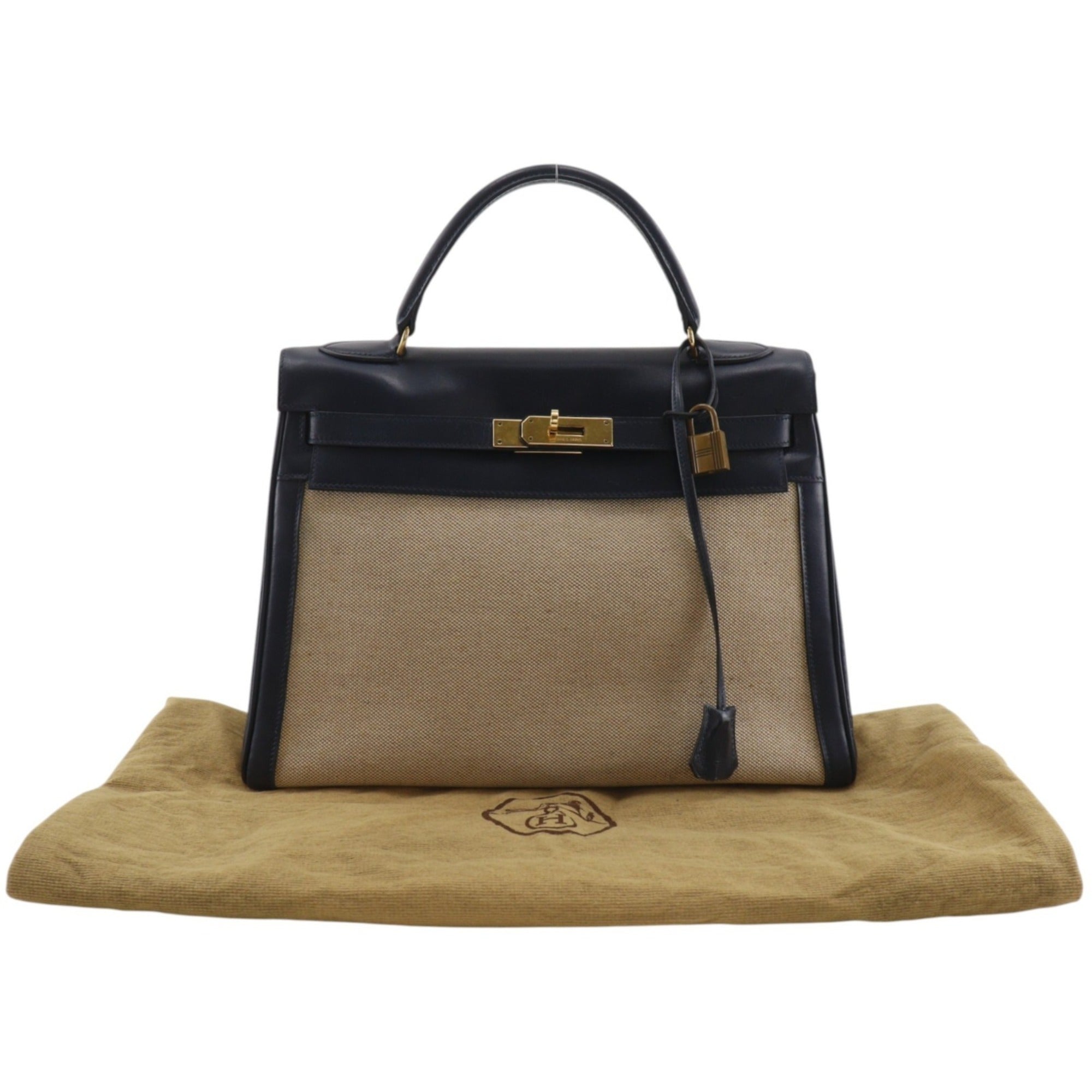 Hermes Kelly Canvas Leather Handbag (Pre-Owned)