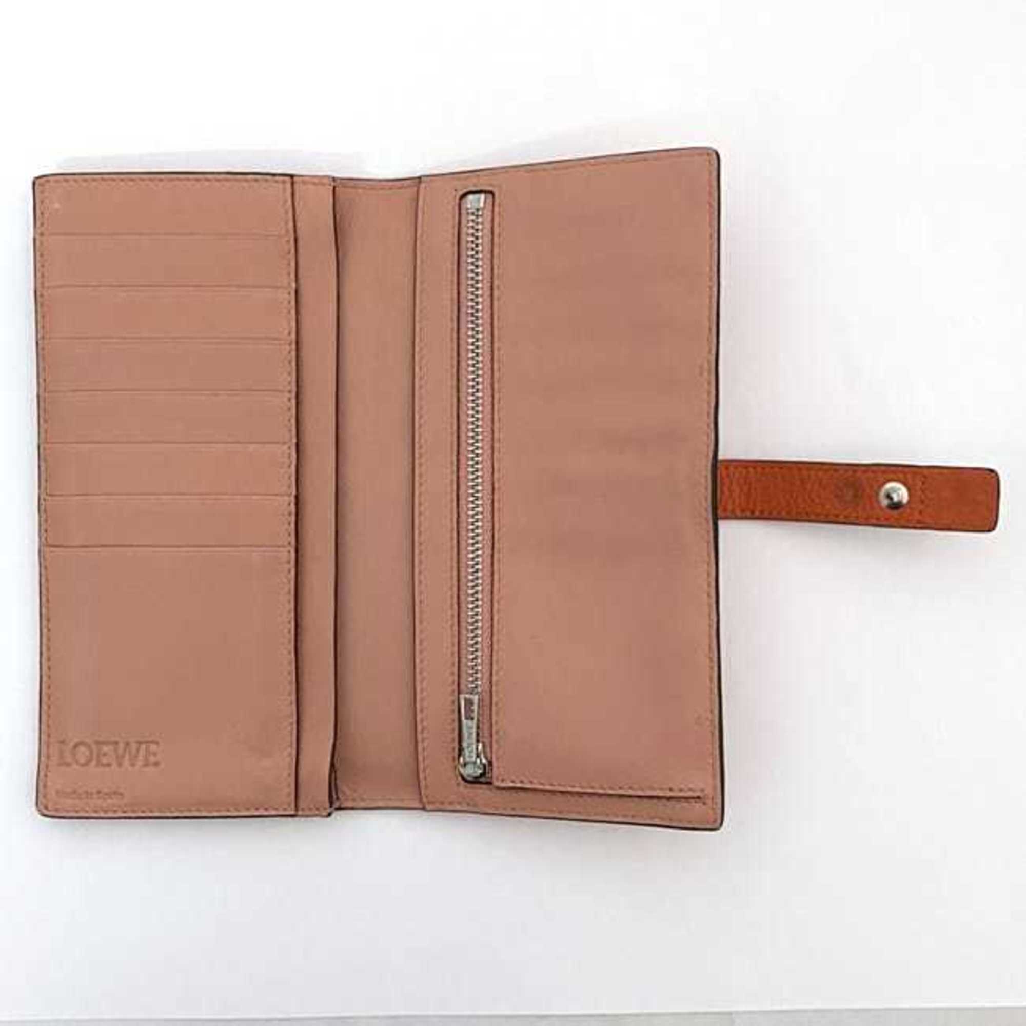 Loewe Brown Orange Leather Long Wallet (Bi-Fold) (Pre-Owned)