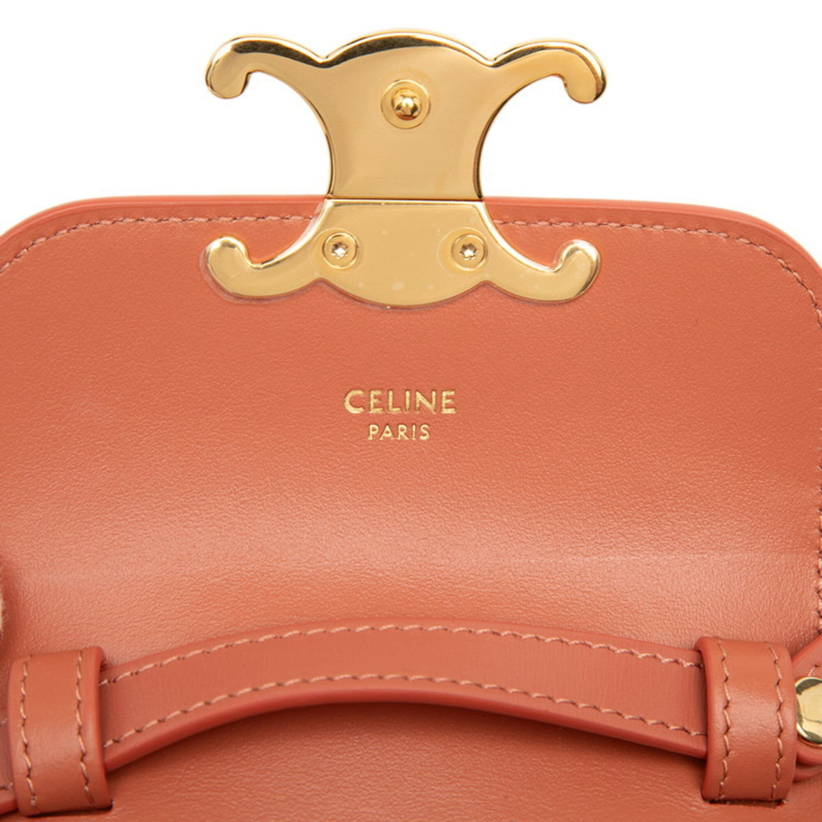Celine Pink Orange Leather Pochette Shoulder Bag (Pre-Owned)