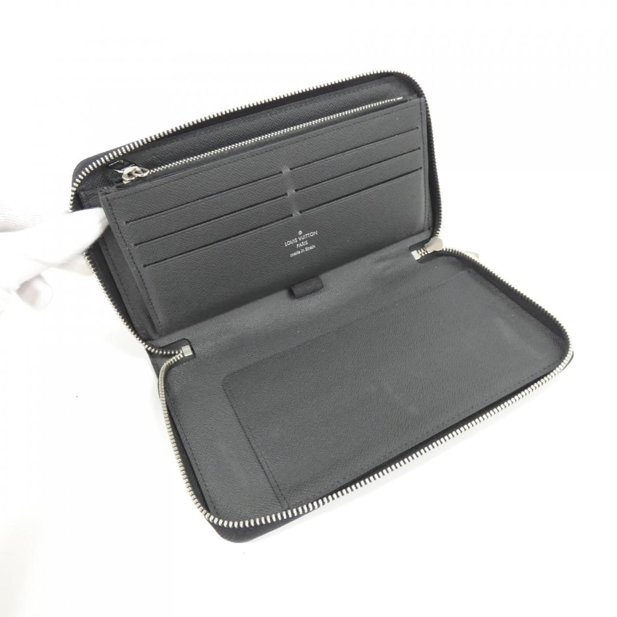Louis Vuitton Black Leather Long Wallet (Bi-Fold) (Pre-Owned)