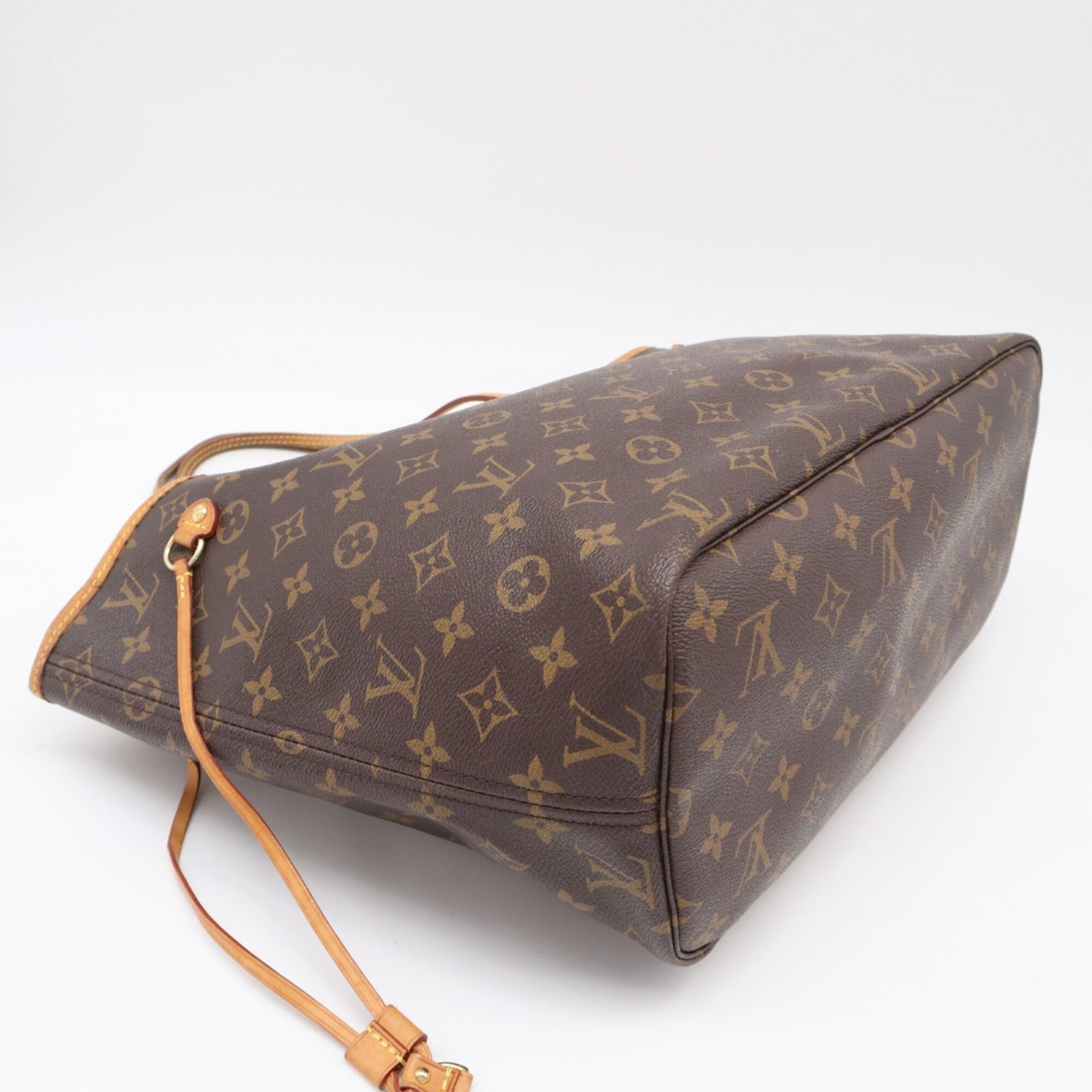 Louis Vuitton Beige Brown Monogram Coated Canvas Leather Handbag Pouch (Pre-Owned)