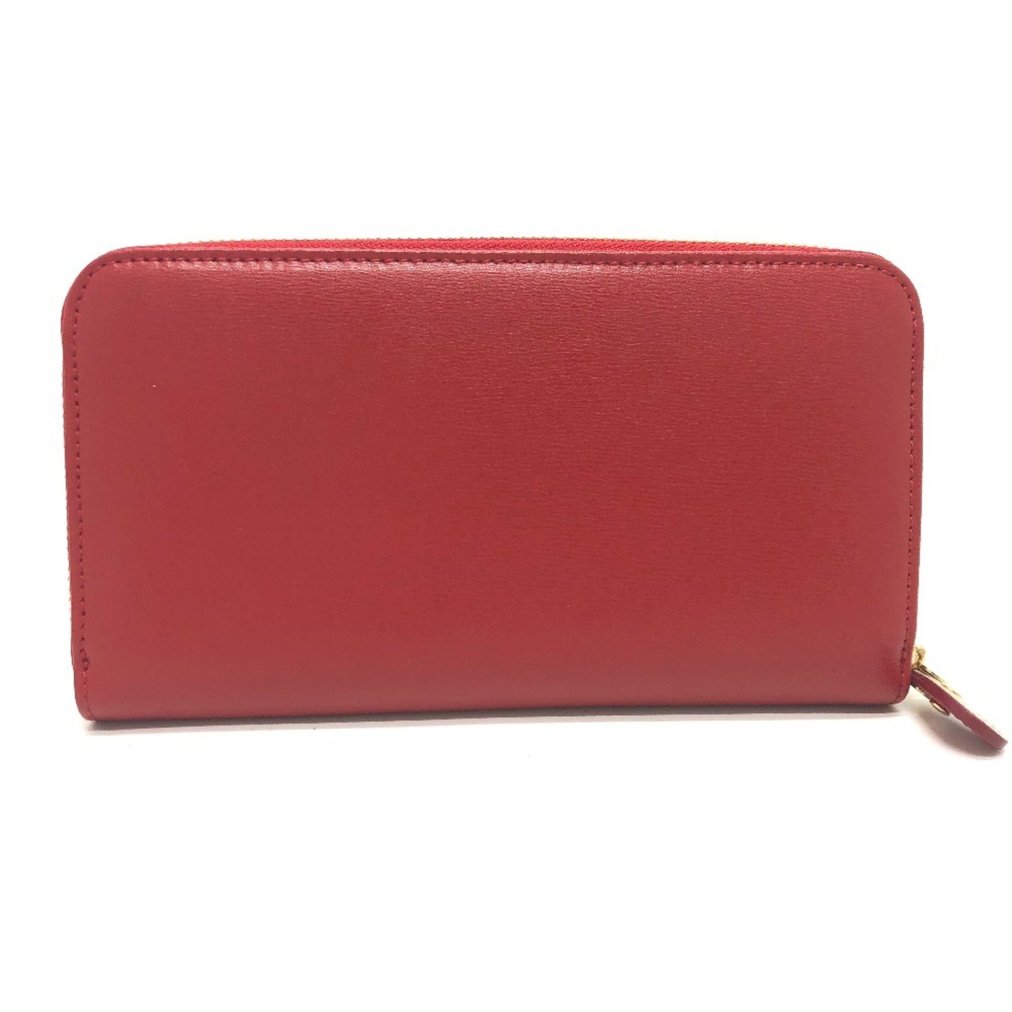 Salvatore Ferragamo Gancini Red Color Leather Long Wallet (Bi-Fold) (Pre-Owned)