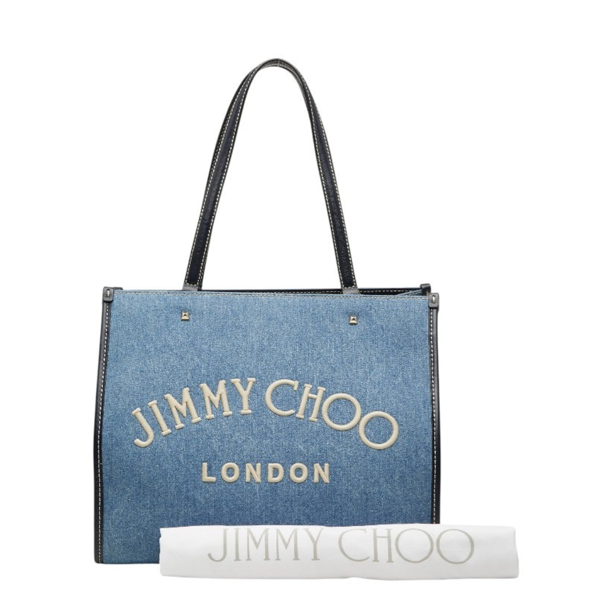 Jimmy Choo Blue Denim Handbag Tote Bag (Pre-Owned)