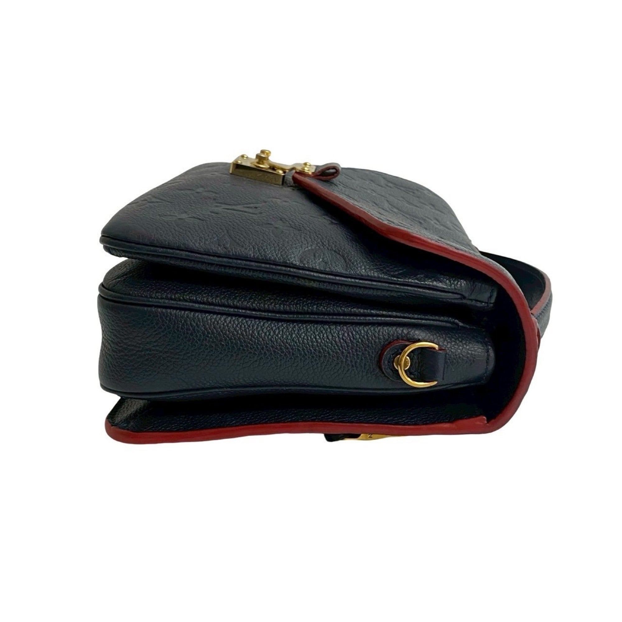 Louis Vuitton Navy Red Color Leather Handbag Shoulder Bag (Pre-Owned)
