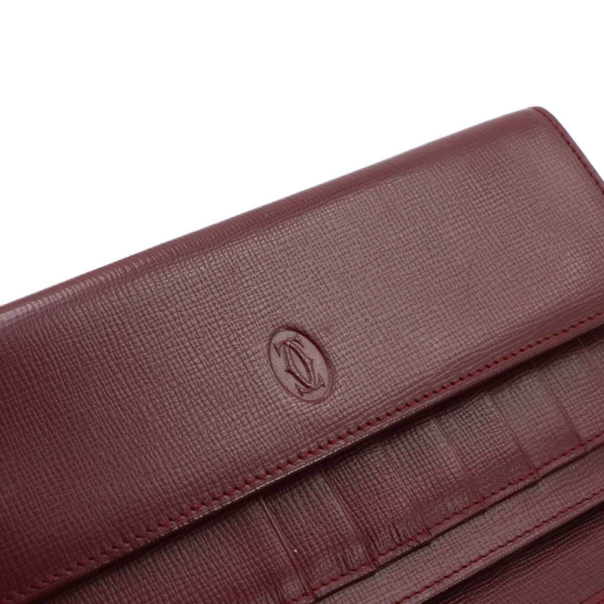 Cartier Bordeaux Leather Long Wallet (Tri-Fold) (Pre-Owned)
