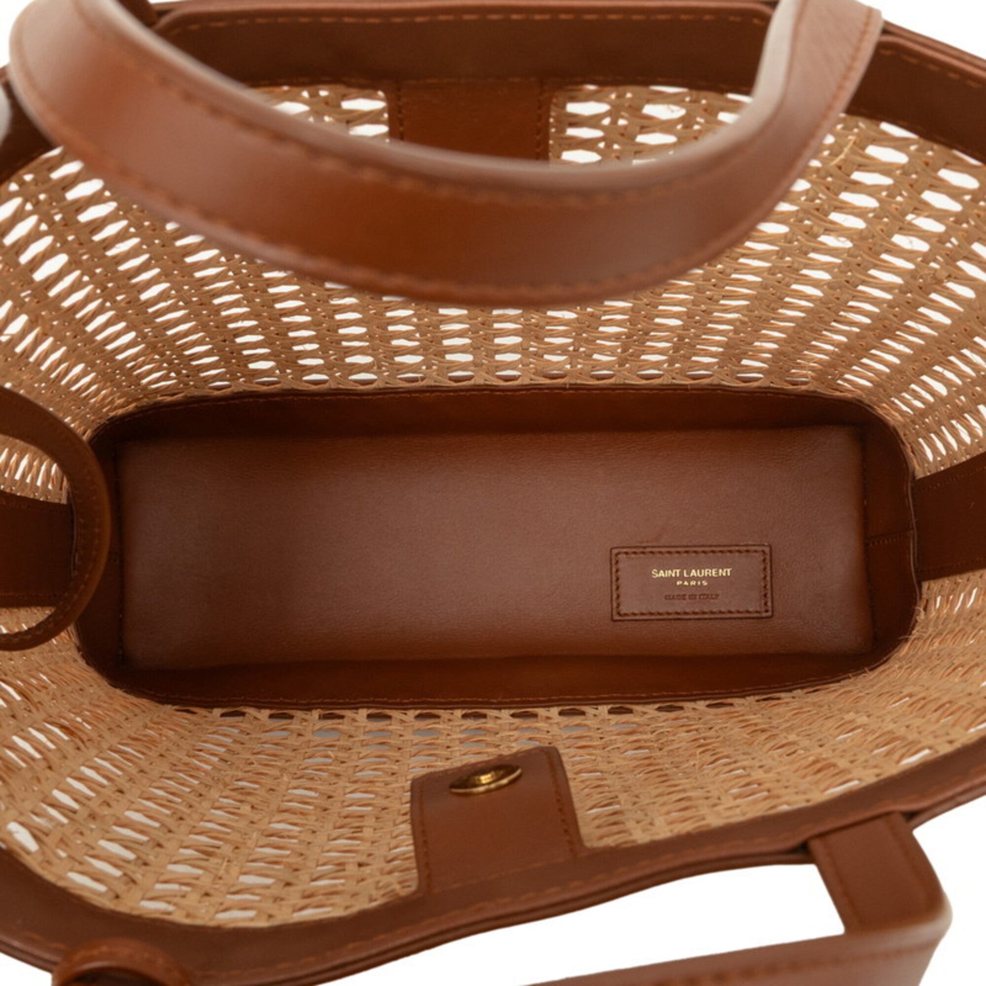 Saint Laurent Brown Leather Handbag Pouch Tote Bag (Pre-Owned)