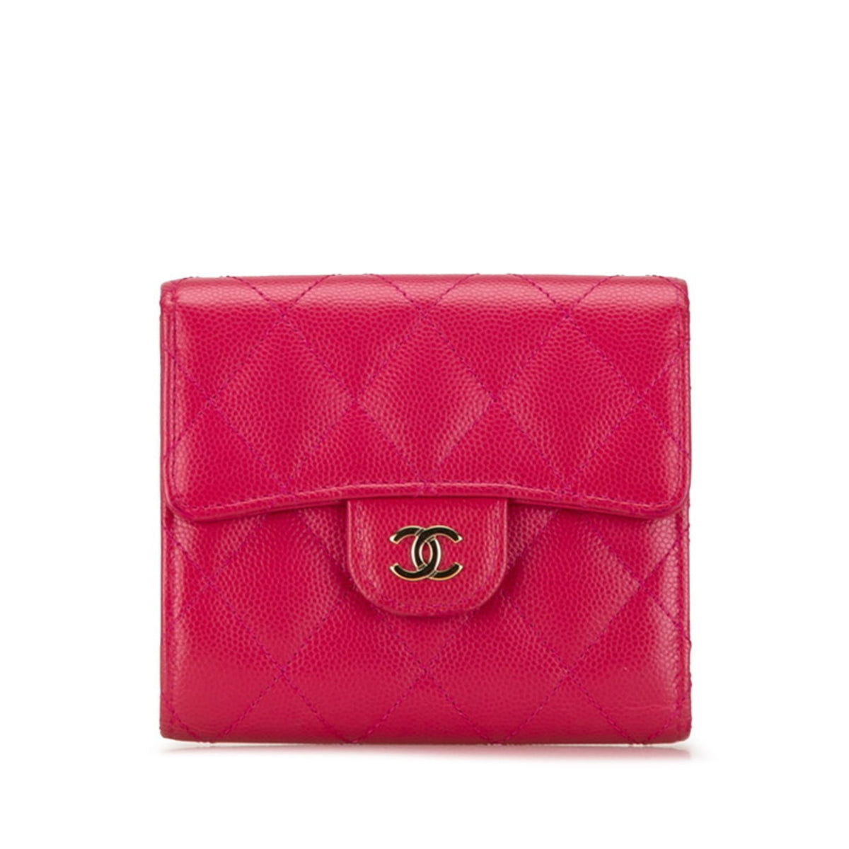 Chanel Pink Grained Calfskin Wallet (Bi-Fold) (Pre-Owned)
