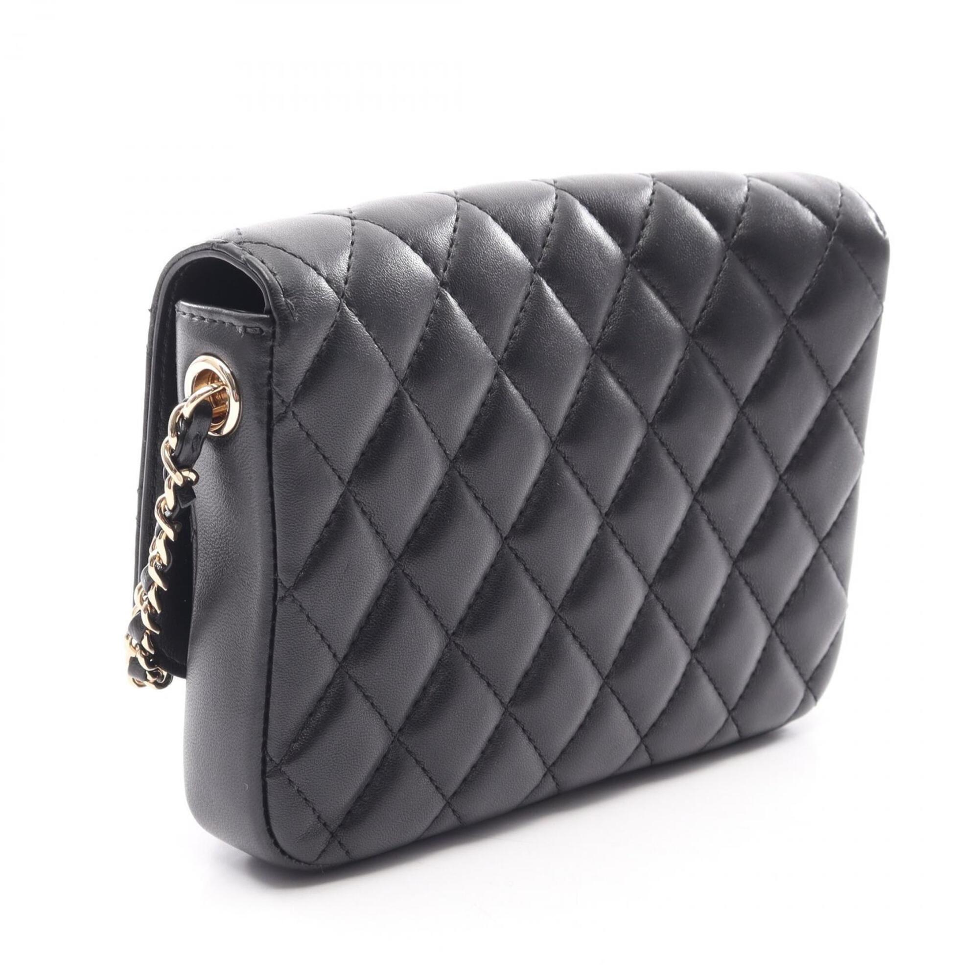 Chanel Matelasse Black Leather Handbag Shoulder Bag (Pre-Owned)