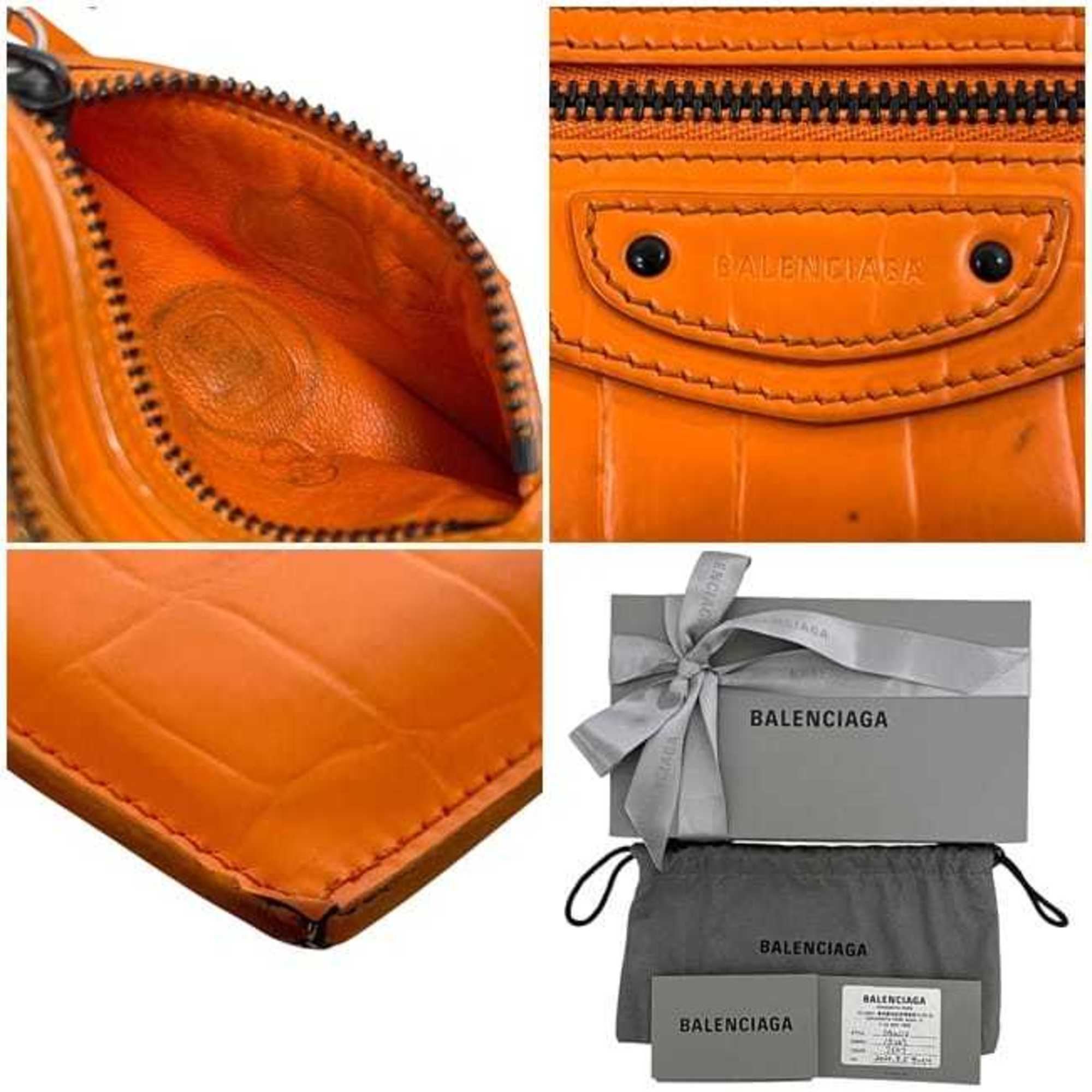 Balenciaga Orange Leather Coin Purse/Coin Case (Pre-Owned)