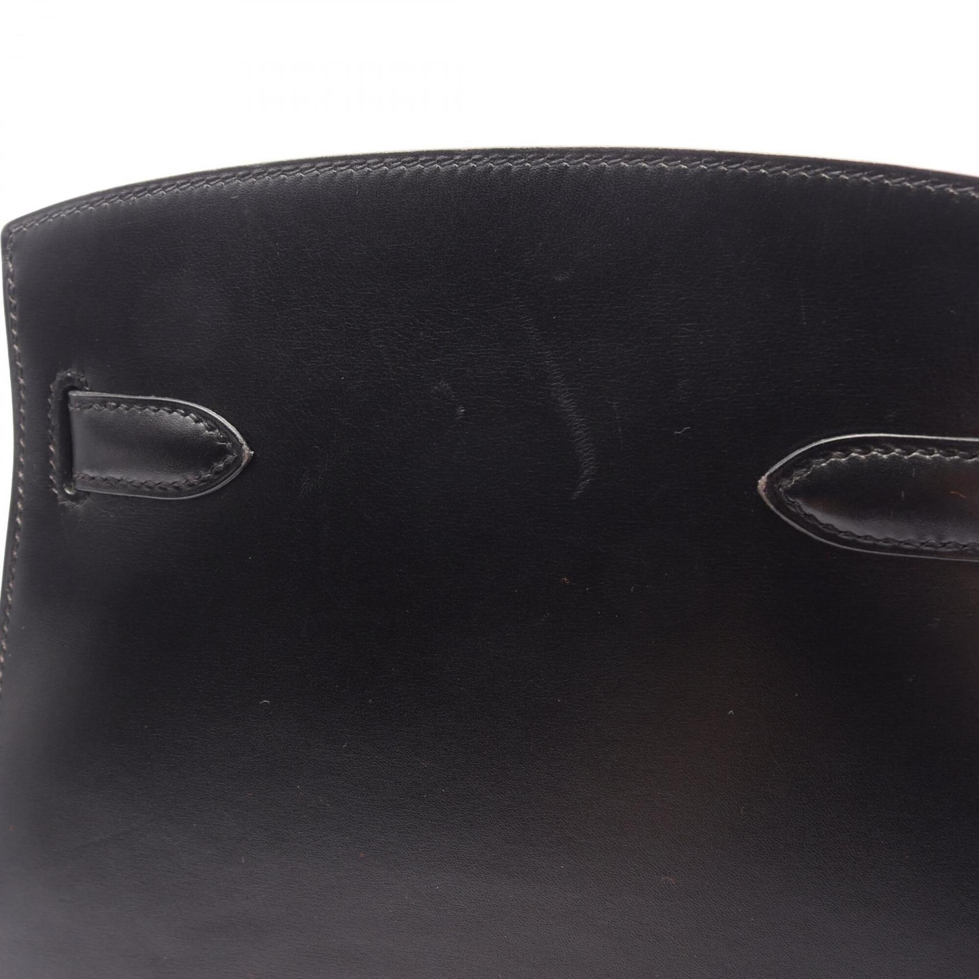 Hermes Black Box Calf Leather Leather Handbag Shoulder Bag (Pre-Owned)