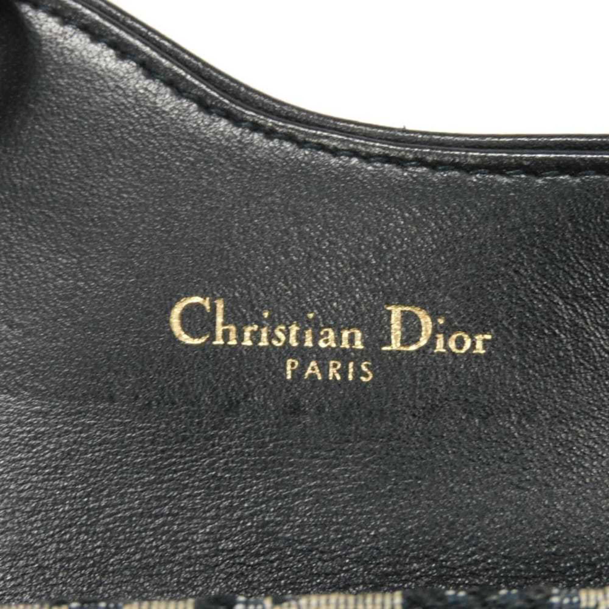 Christian Dior Beige Black Navy Canvas Leather Coin Purse/Coin Case (Pre-Owned)