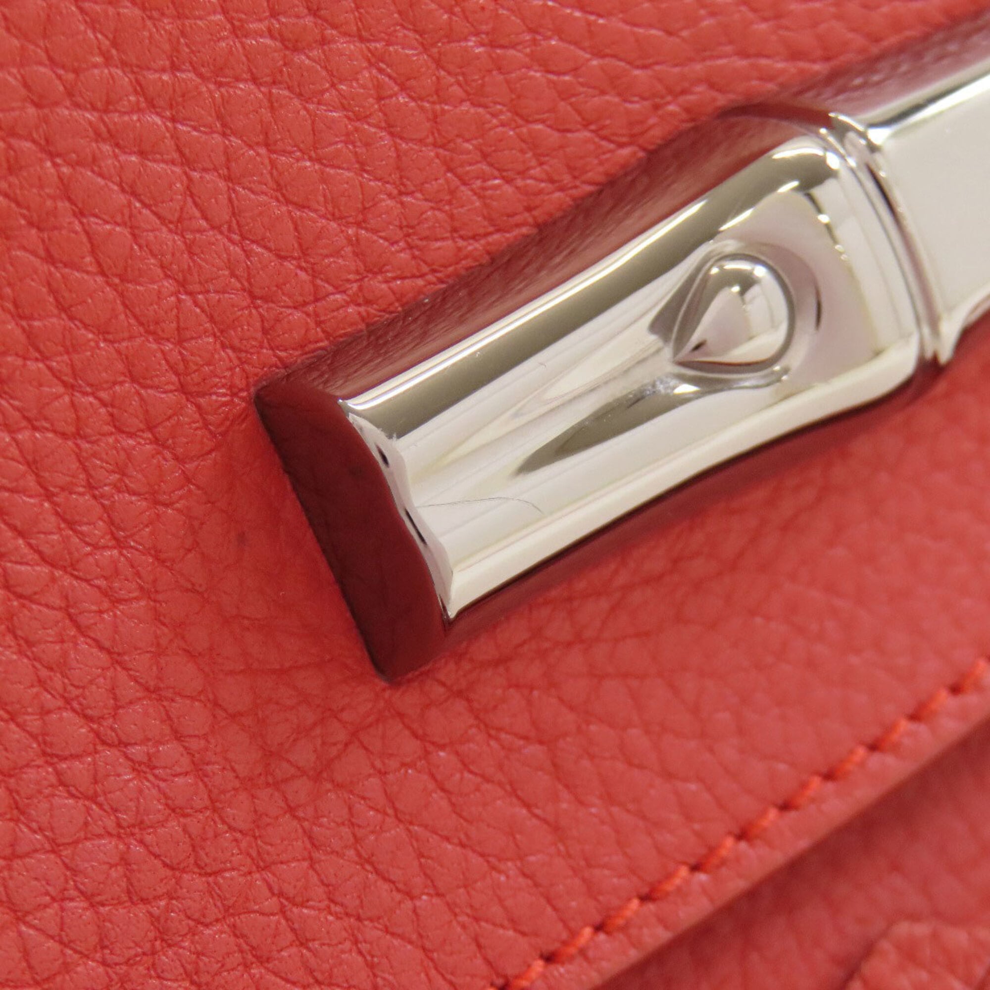 Longchamp Red Color Leather Handbag (Pre-Owned)