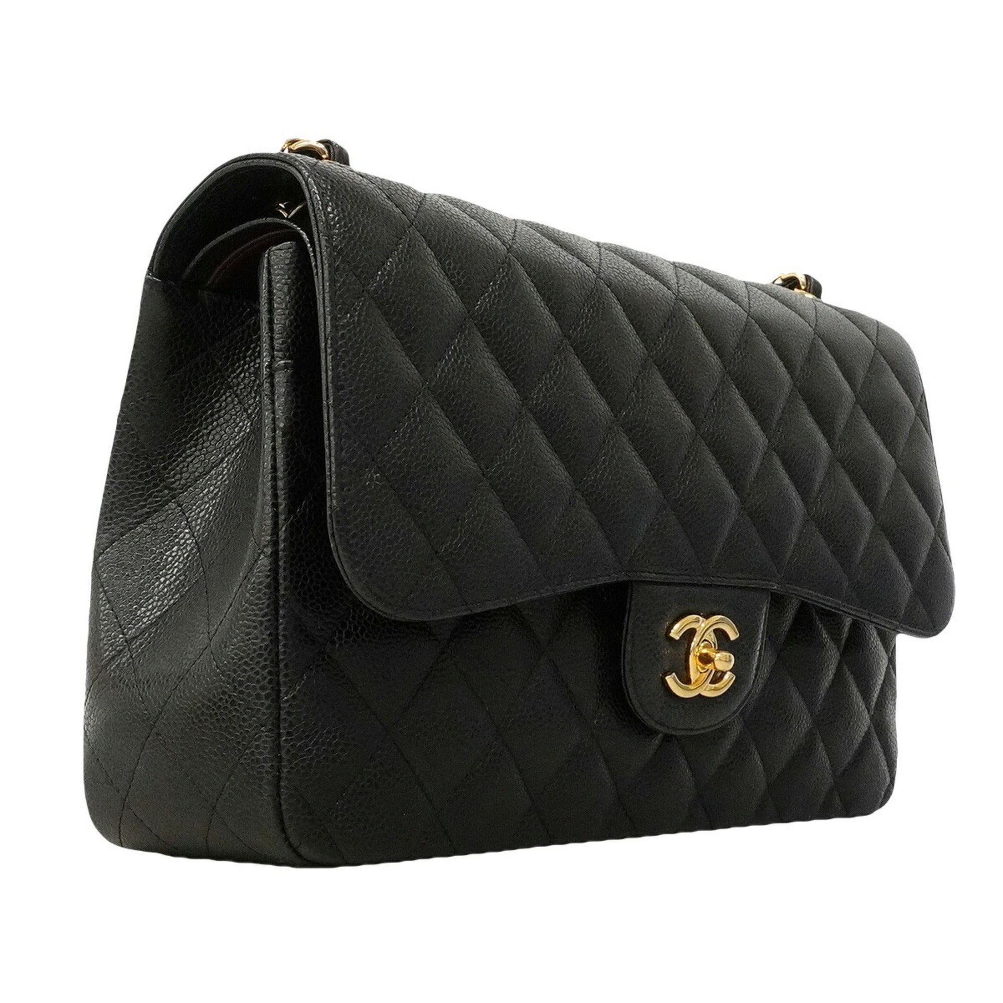 Chanel Black Grained Calfskin Shoulder Bag (Pre-Owned)