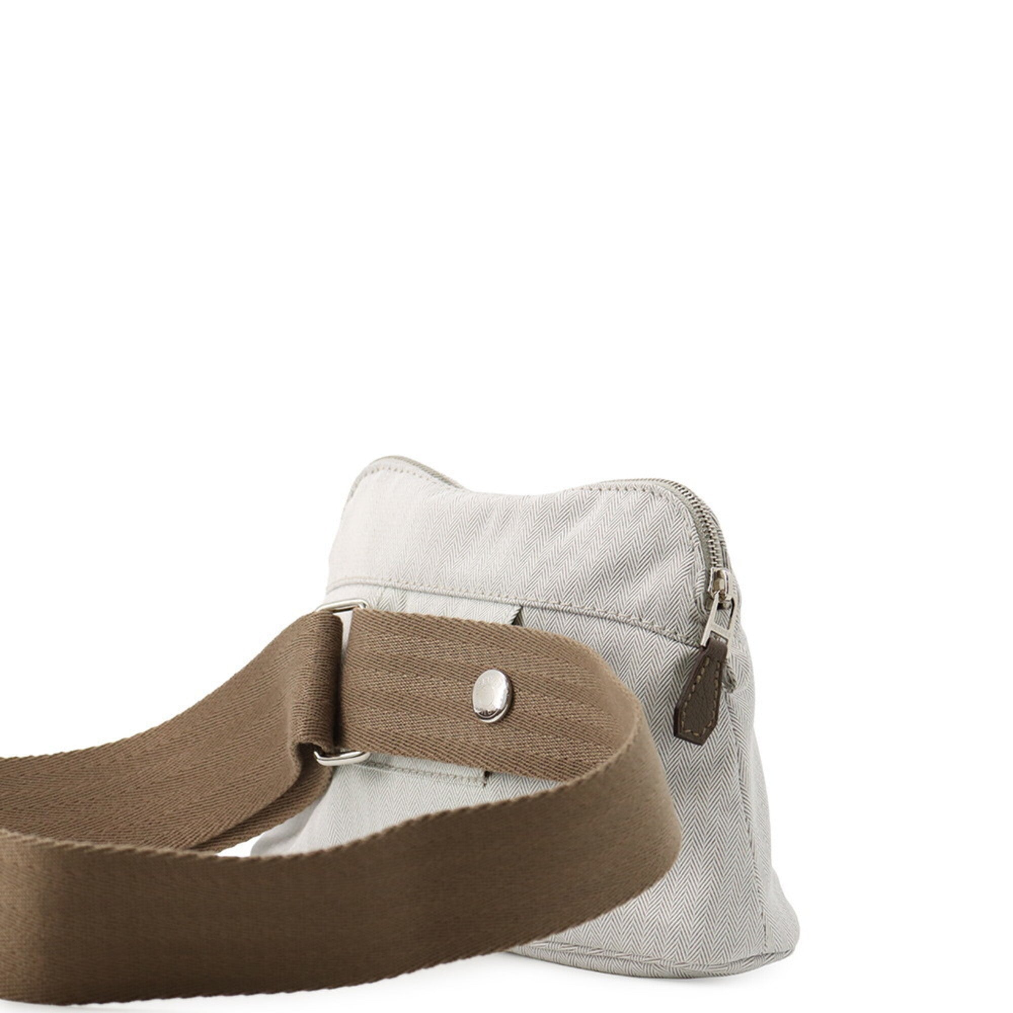 Hermes Beige Etoupe Gray Cotton Polyamide Fanny Pack Handbag (Pre-Owned)