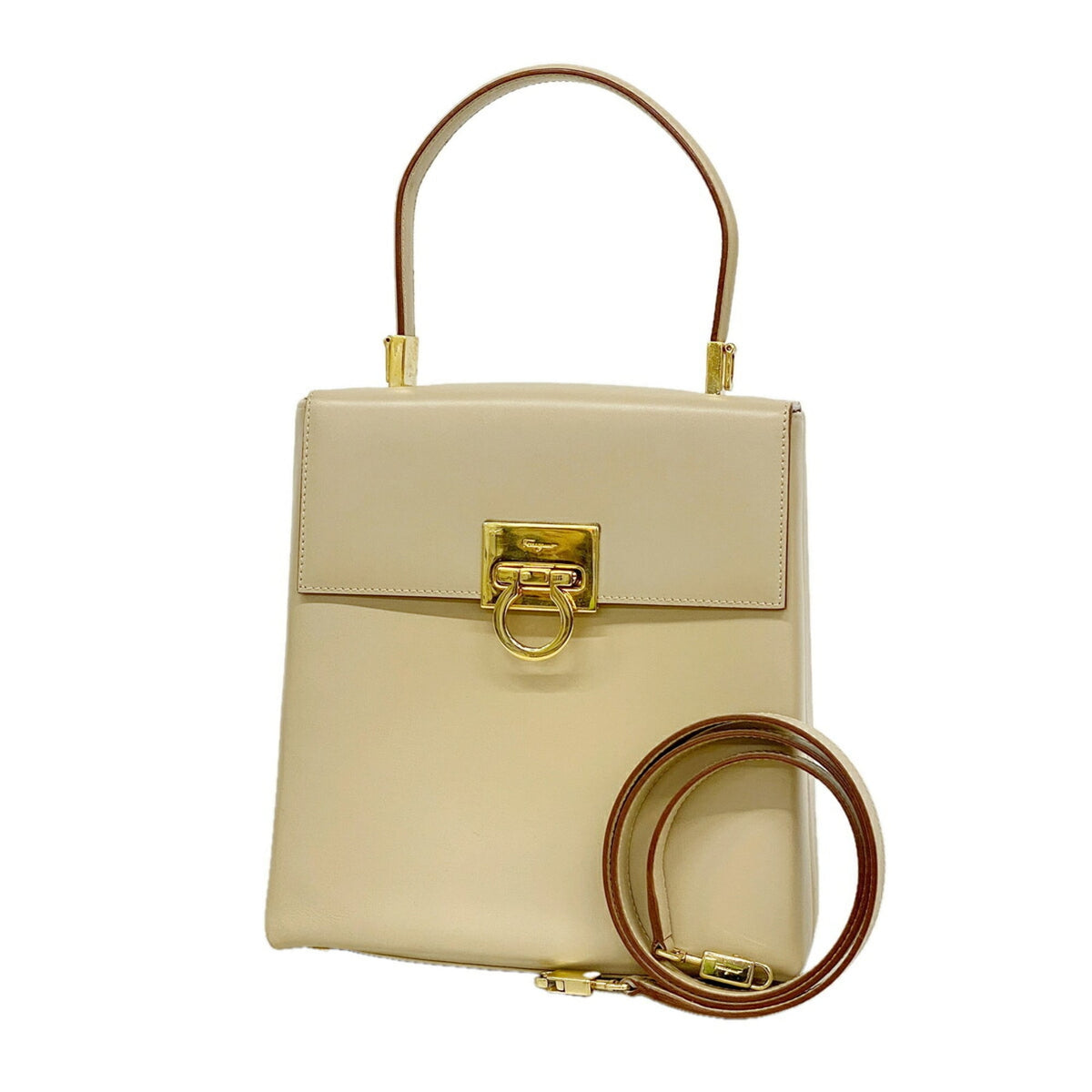 Salvatore Ferragamo Beige Leather Handbag (Pre-Owned)