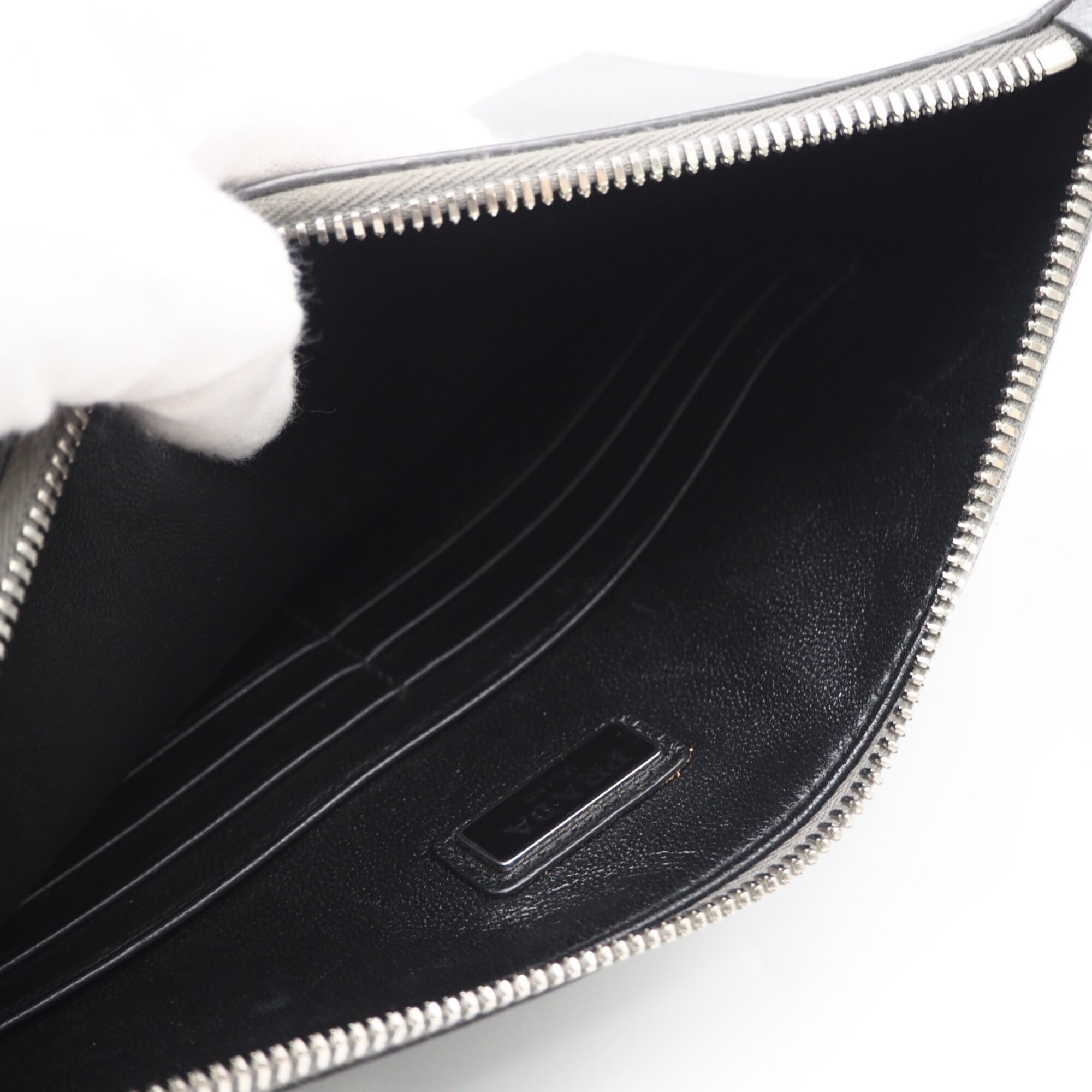 Prada Saffiano Gray Saffiano Clutch Bag Pouch (Pre-Owned)
