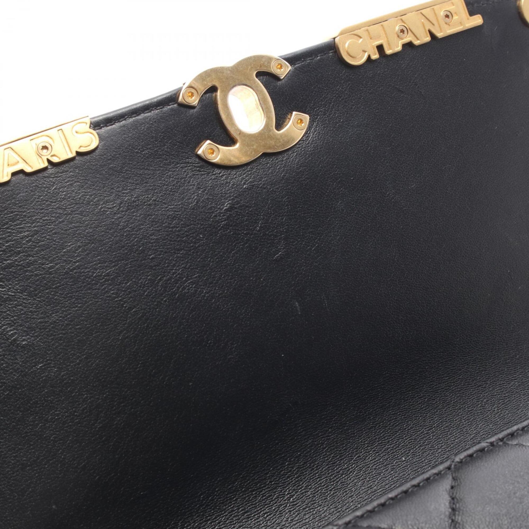 Chanel Black Leather Handbag Shoulder Bag (Pre-Owned)