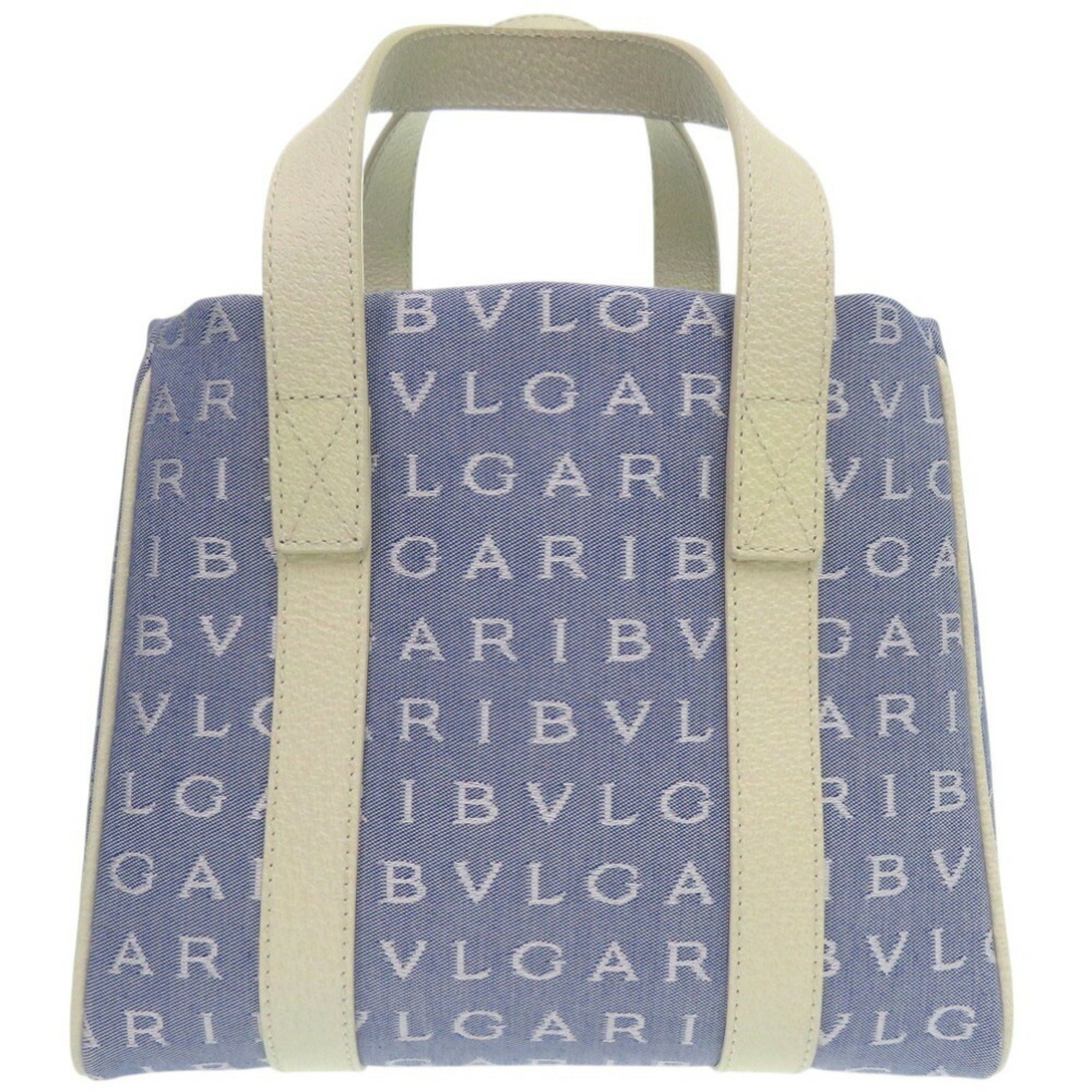 Bvlgari Blue Ivory Canvas Tote Bag (Pre-Owned)