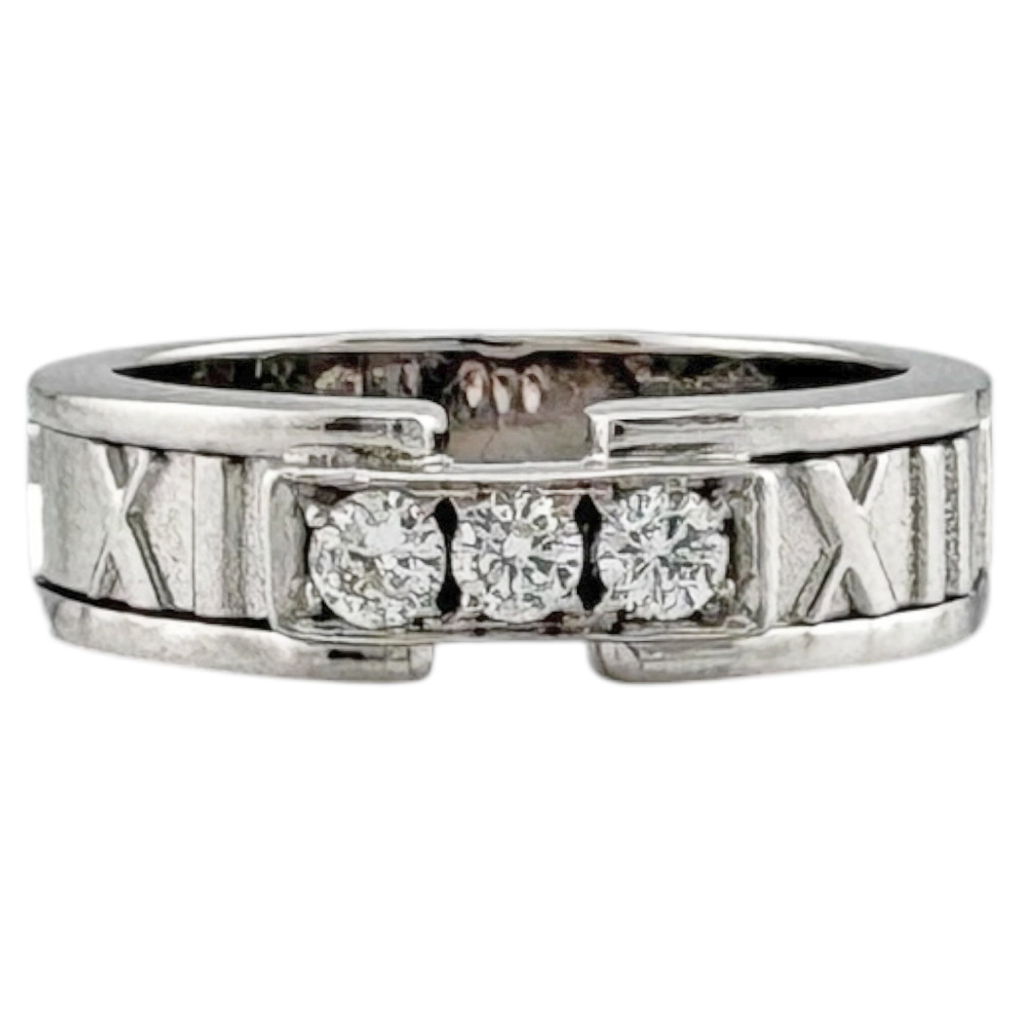Tiffany Atlas Silver White Gold (18K) Band Ring (Pre-Owned)