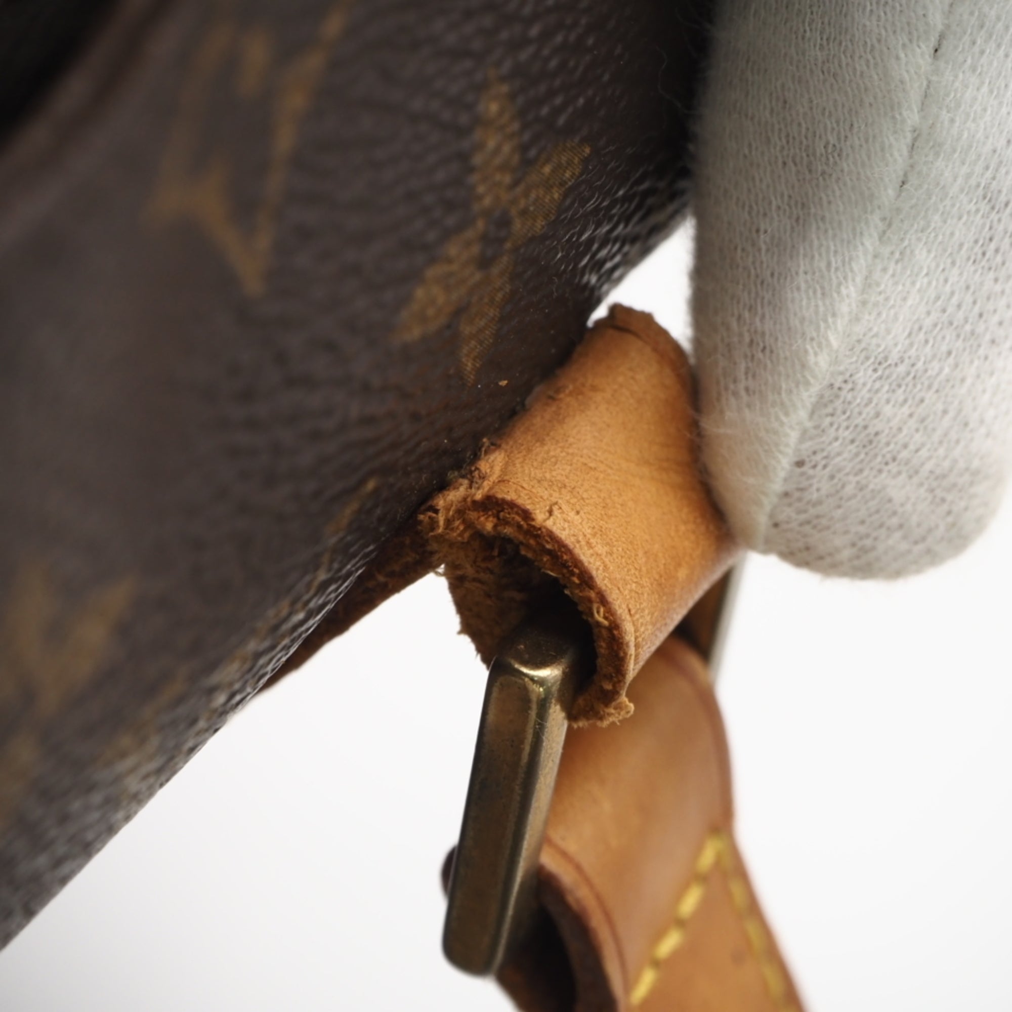 Louis Vuitton Beige Brown Coated Canvas Leather Handbag (Pre-Owned)