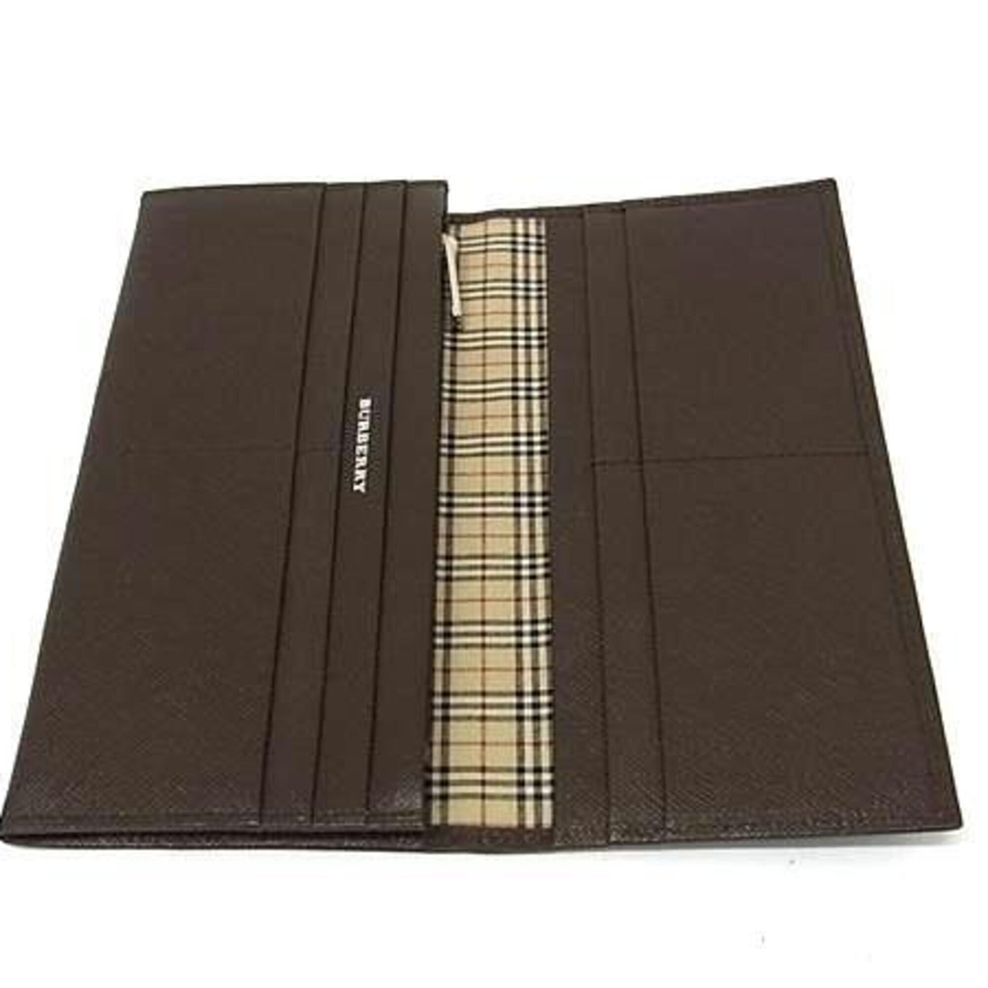 Burberry Dark Brown Leather Long Wallet (Bi-Fold) (Pre-Owned)