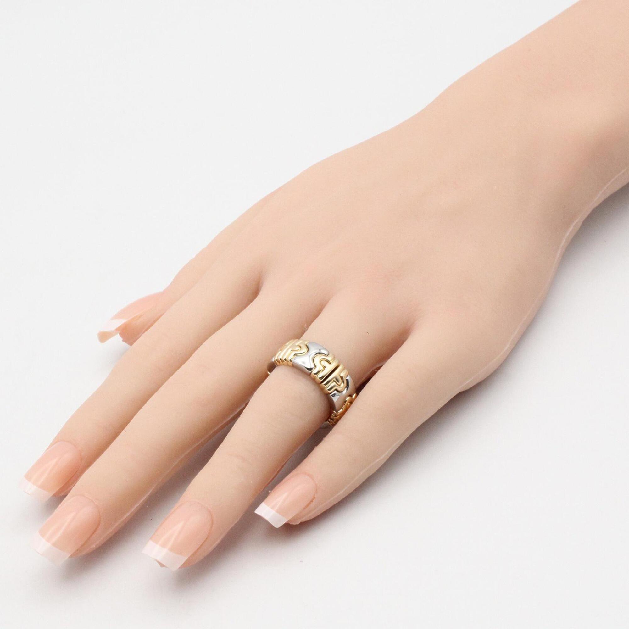 Bvlgari Gold Silver Yellow Gold (18K) Stainless Steel Band Ring (Pre-Owned)