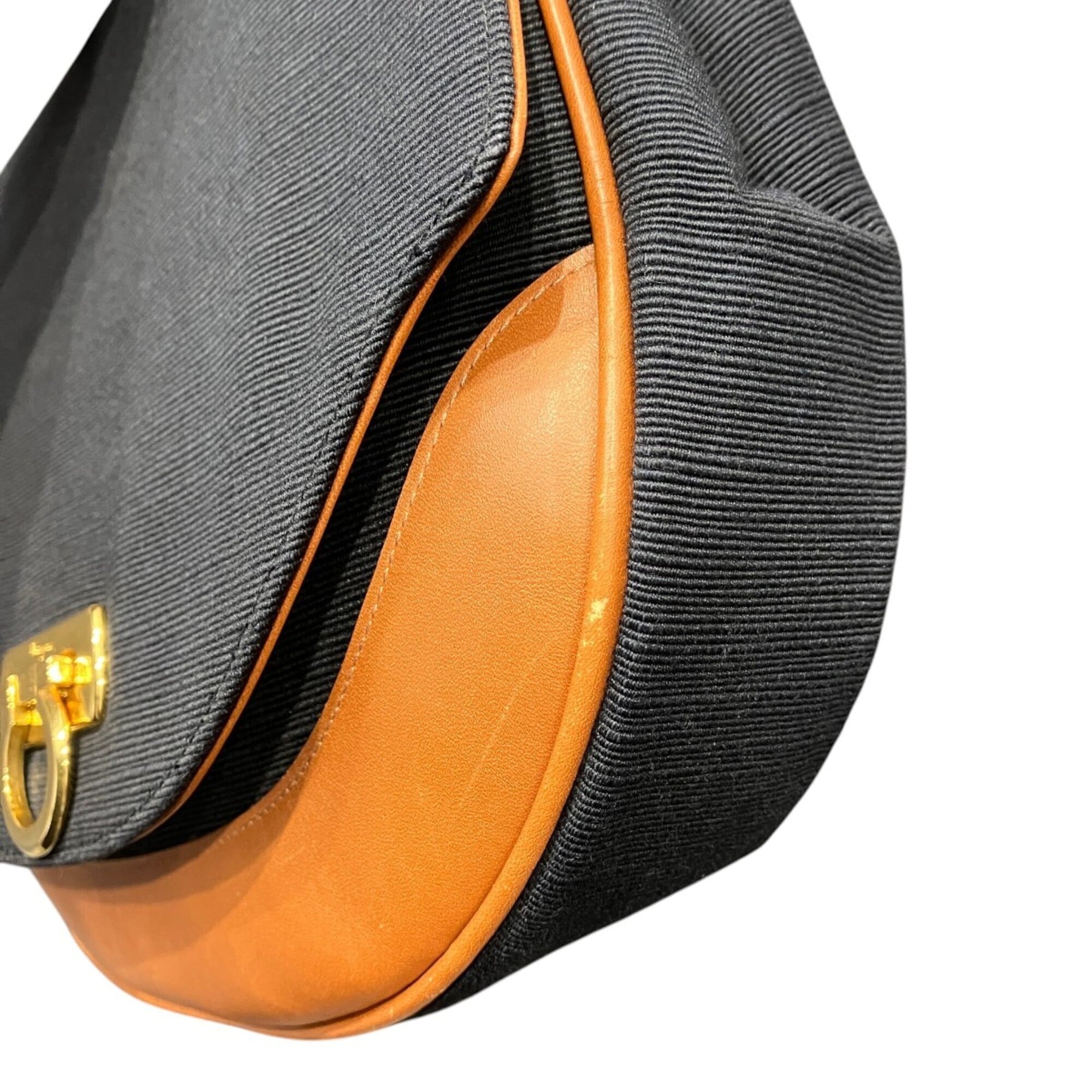 Salvatore Ferragamo Navy Canvas Shoulder Bag (Pre-Owned)
