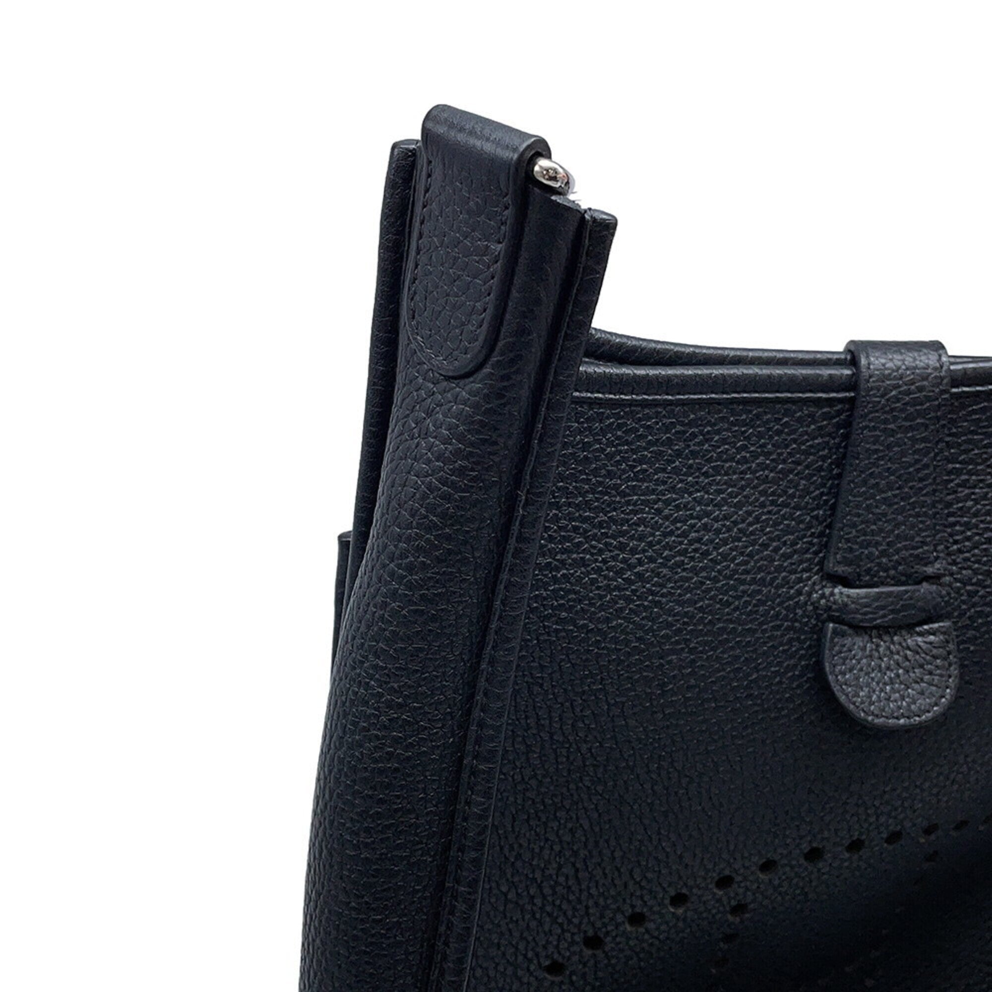 Hermes Evelyne Black Taurillon Clemence Leather Handbag Shoulder Bag (Pre-Owned)
