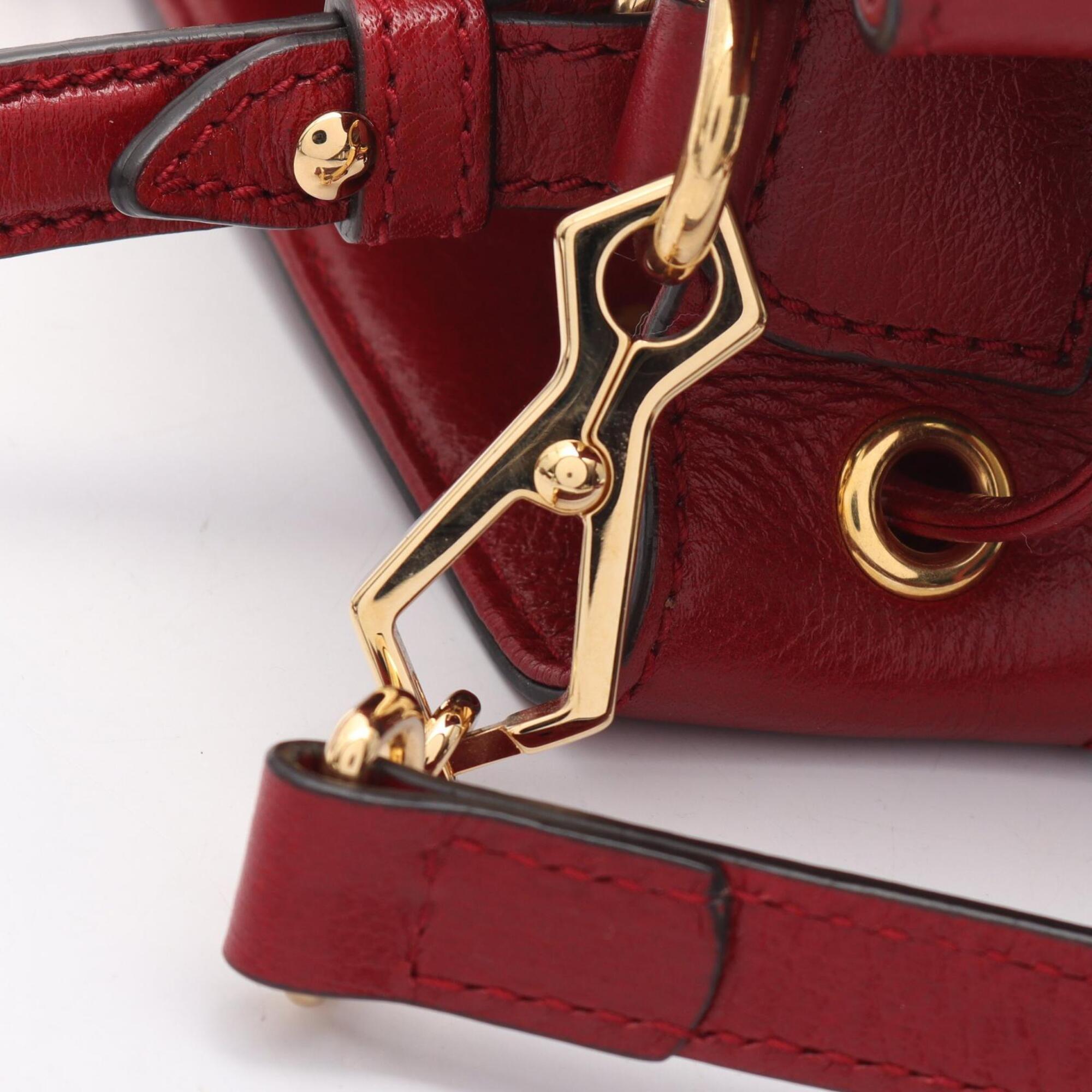 Gucci Navy Red Color Suede Leather Handbag (Pre-Owned)