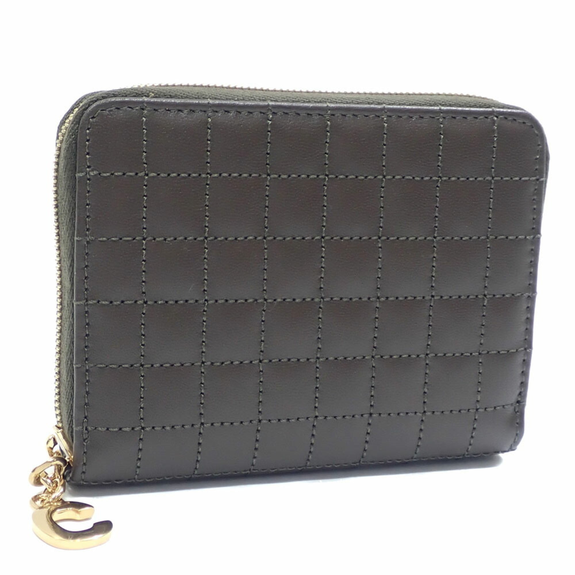 Celine Khaki Leather Coin Purse/Coin Case (Pre-Owned)